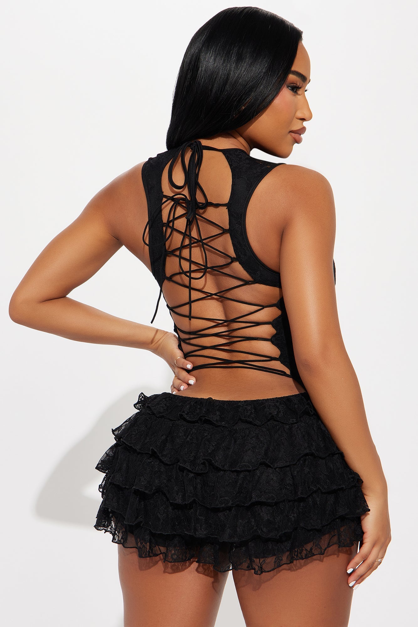 Hot Take Lace Micro Mini Dress - Black