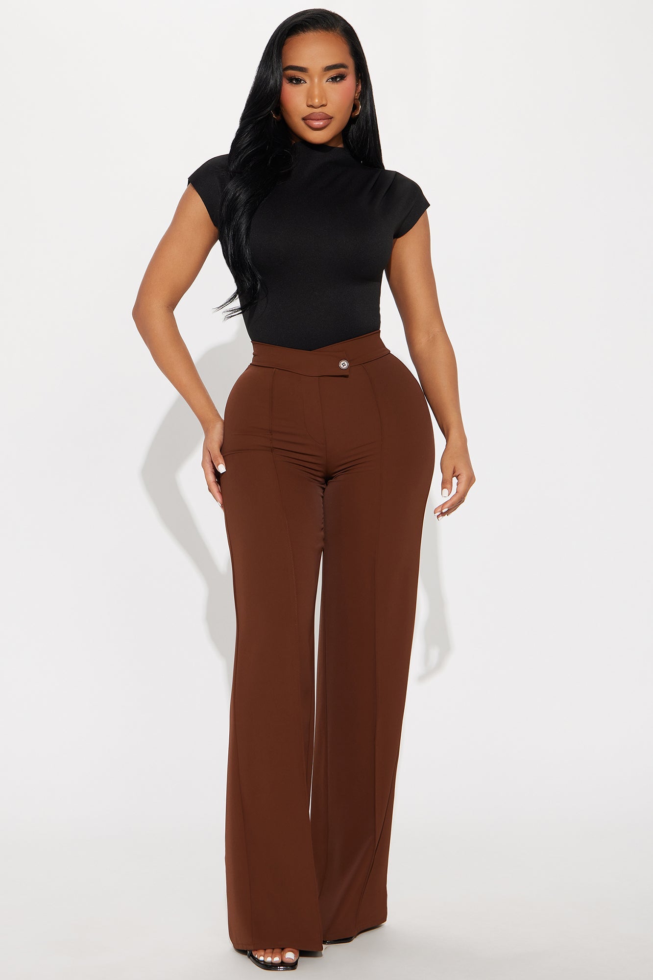 Fern Short Sleeve Mock Neck Bodysuit - Black