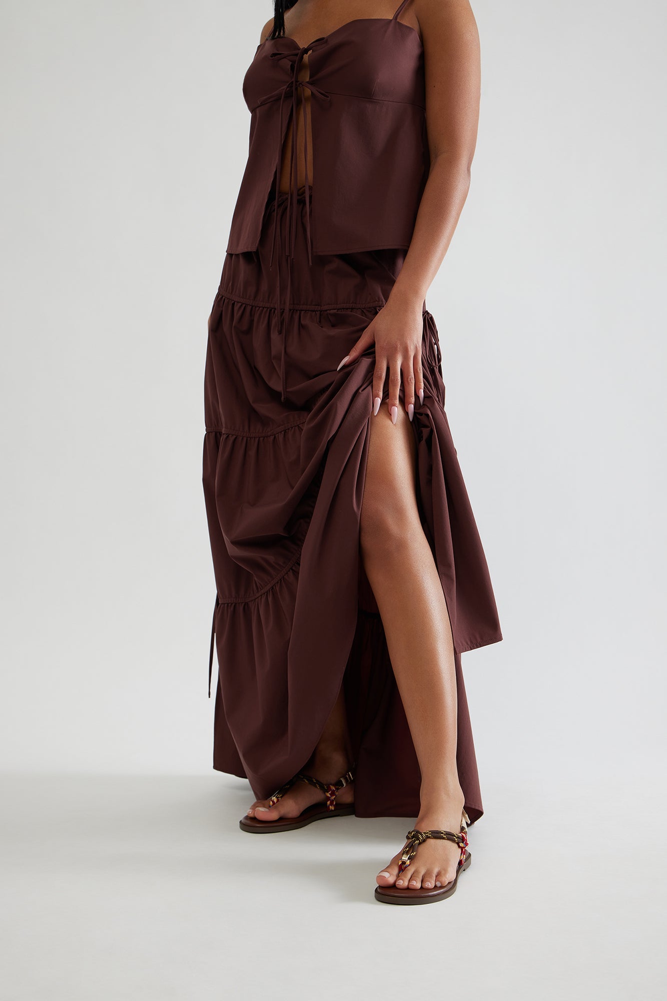 Sequoia Faux Leather Slingback Sandals - Brown