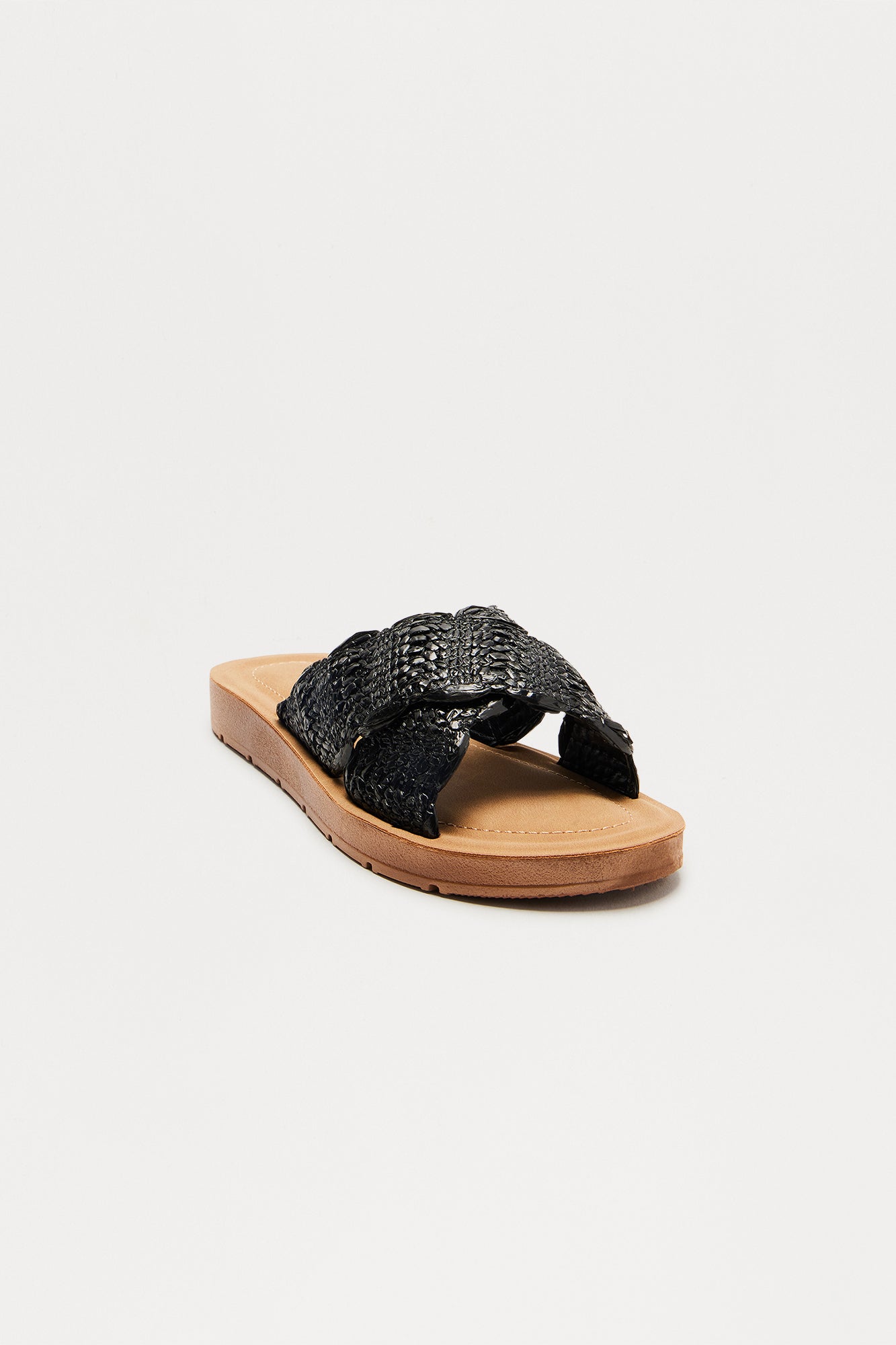 Crystal Cove Raffia Sandals - Black