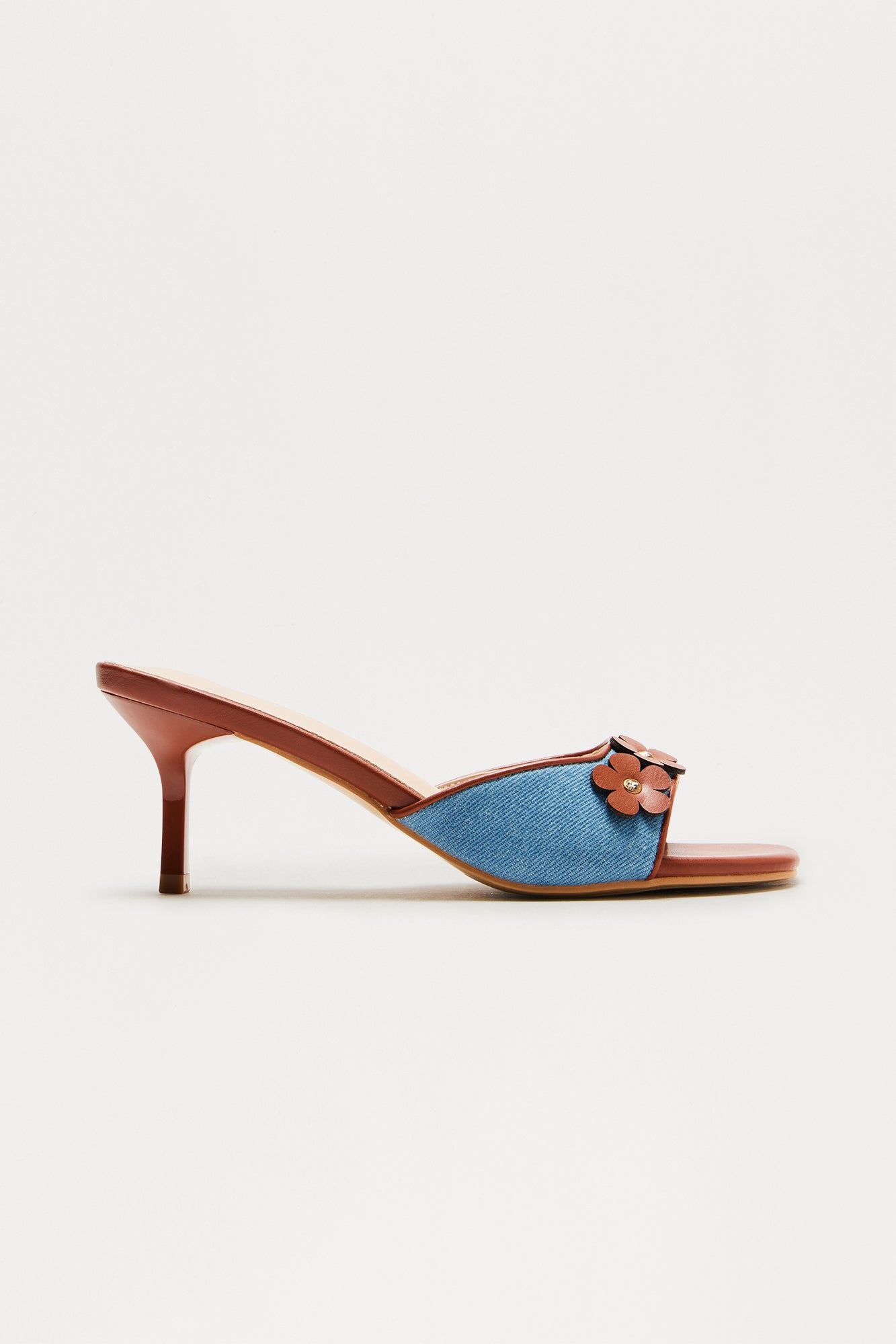 Evalina Flower Mules - Brown/combo