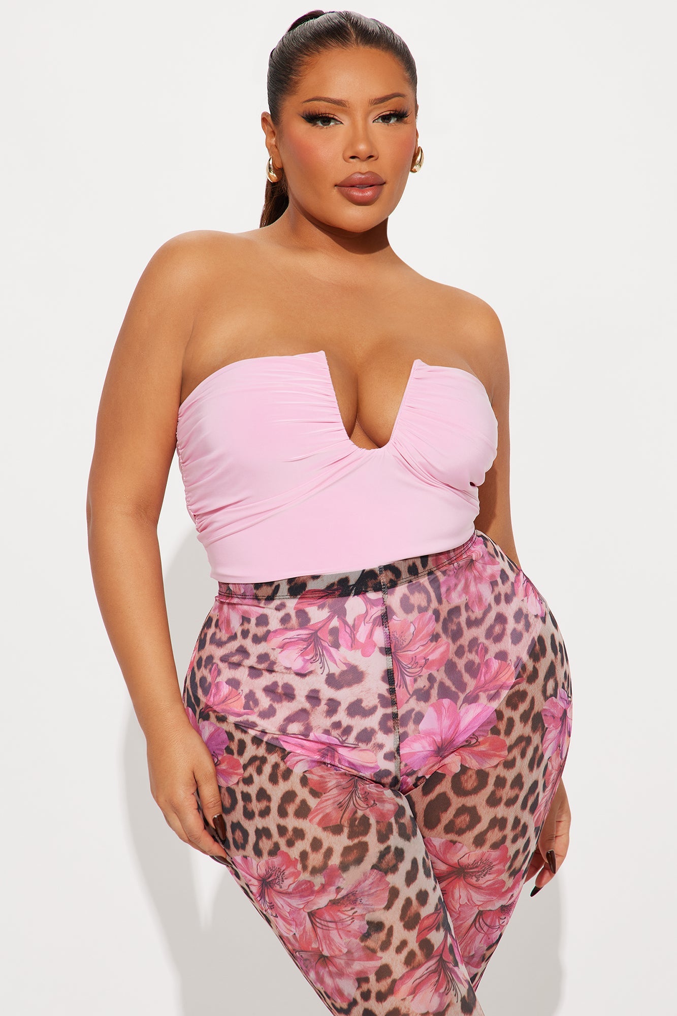 Vanity Ruched Strapless Bodysuit - Pink