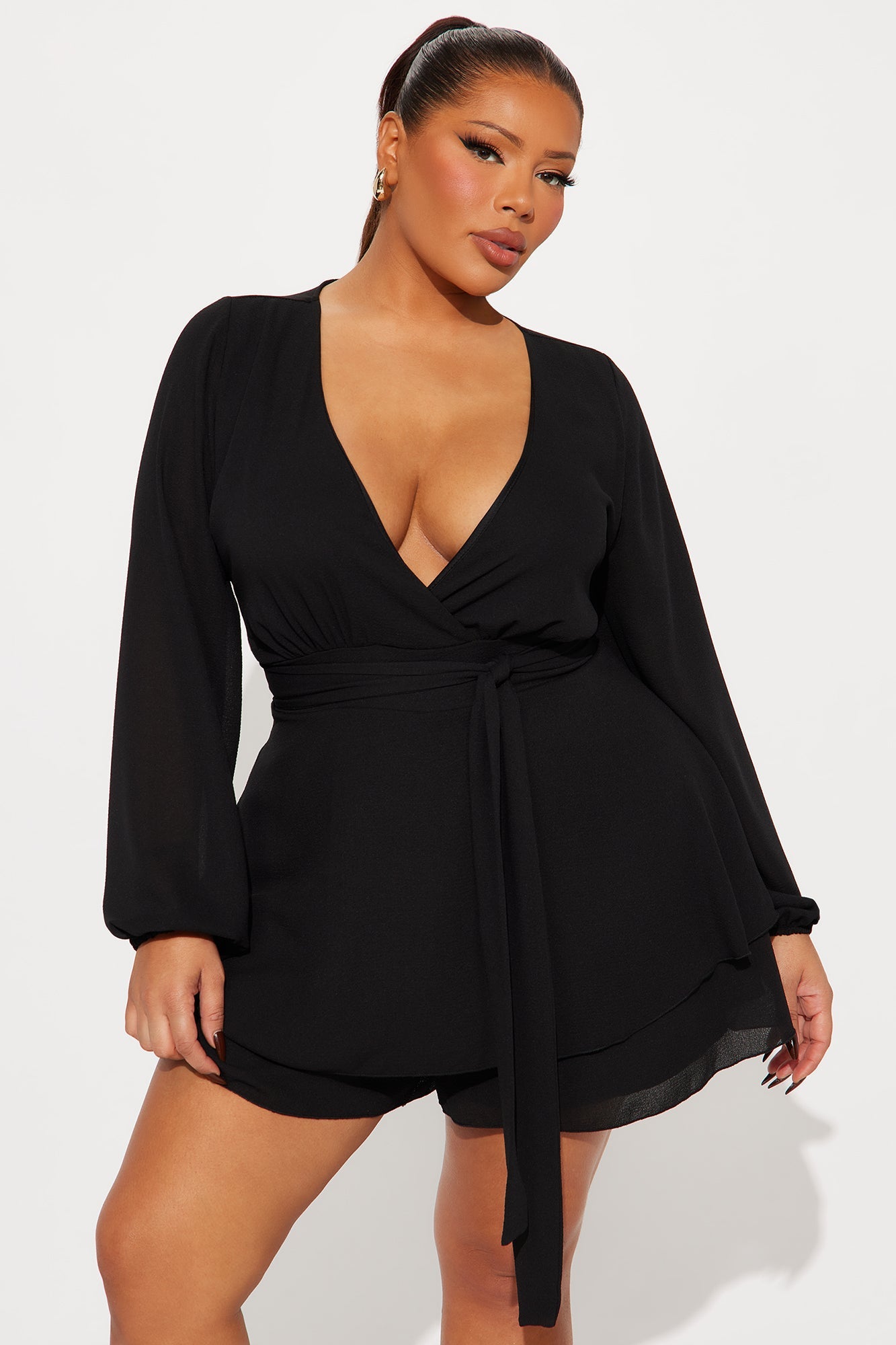 Hard To Resist Chiffon Romper - Black