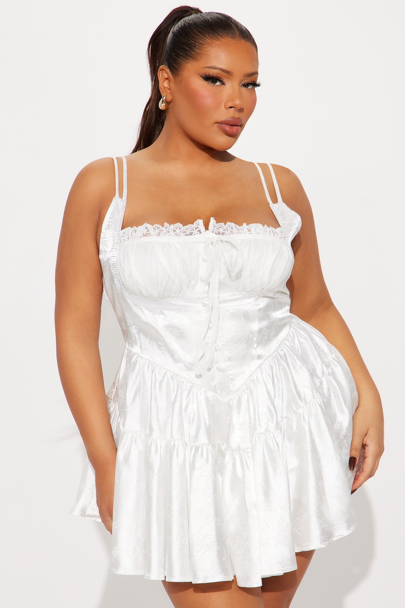 Brielle Satin Romper - White