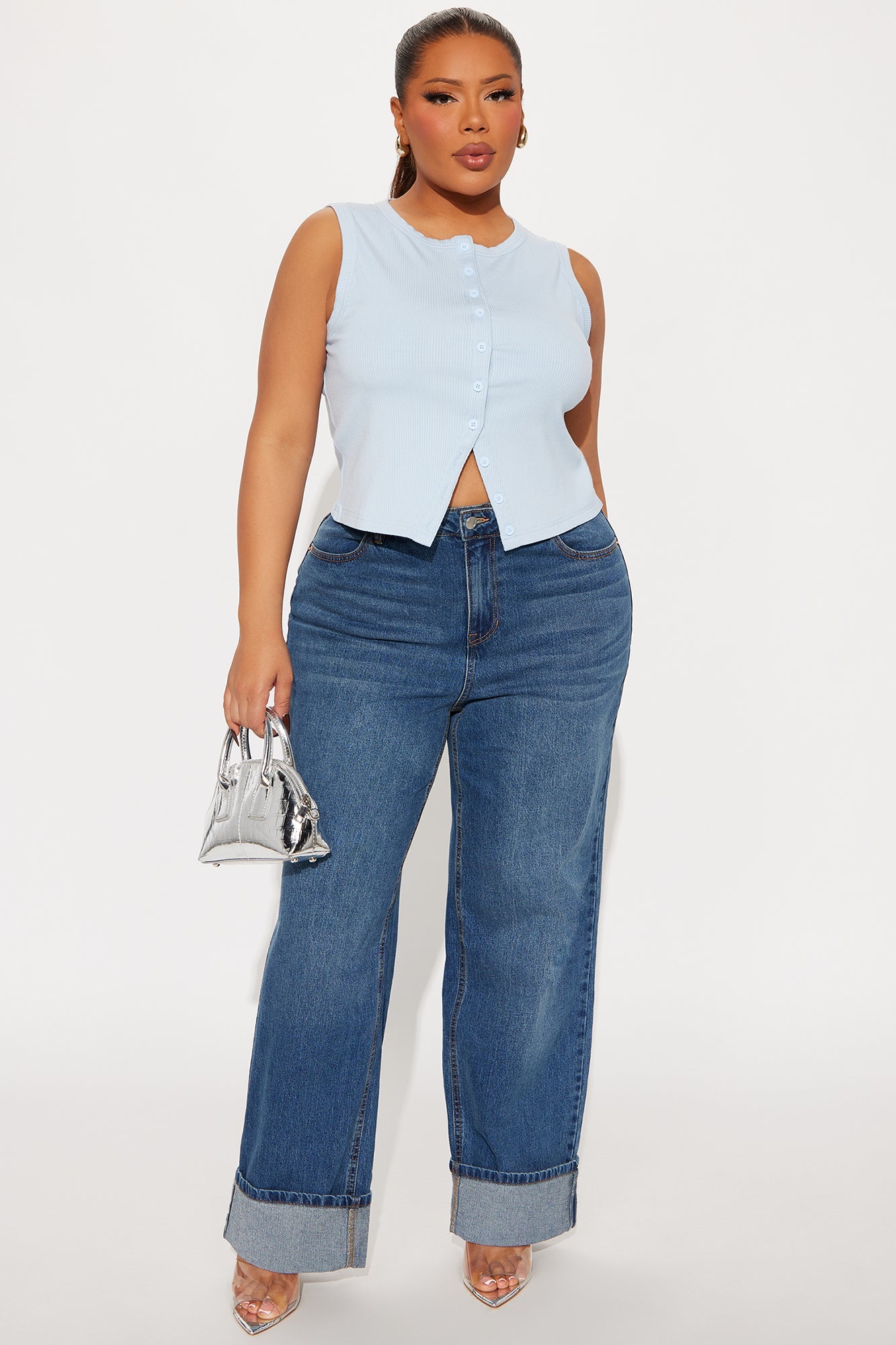 Webster Cuffed High Rise Straight Jean - Dark Wash