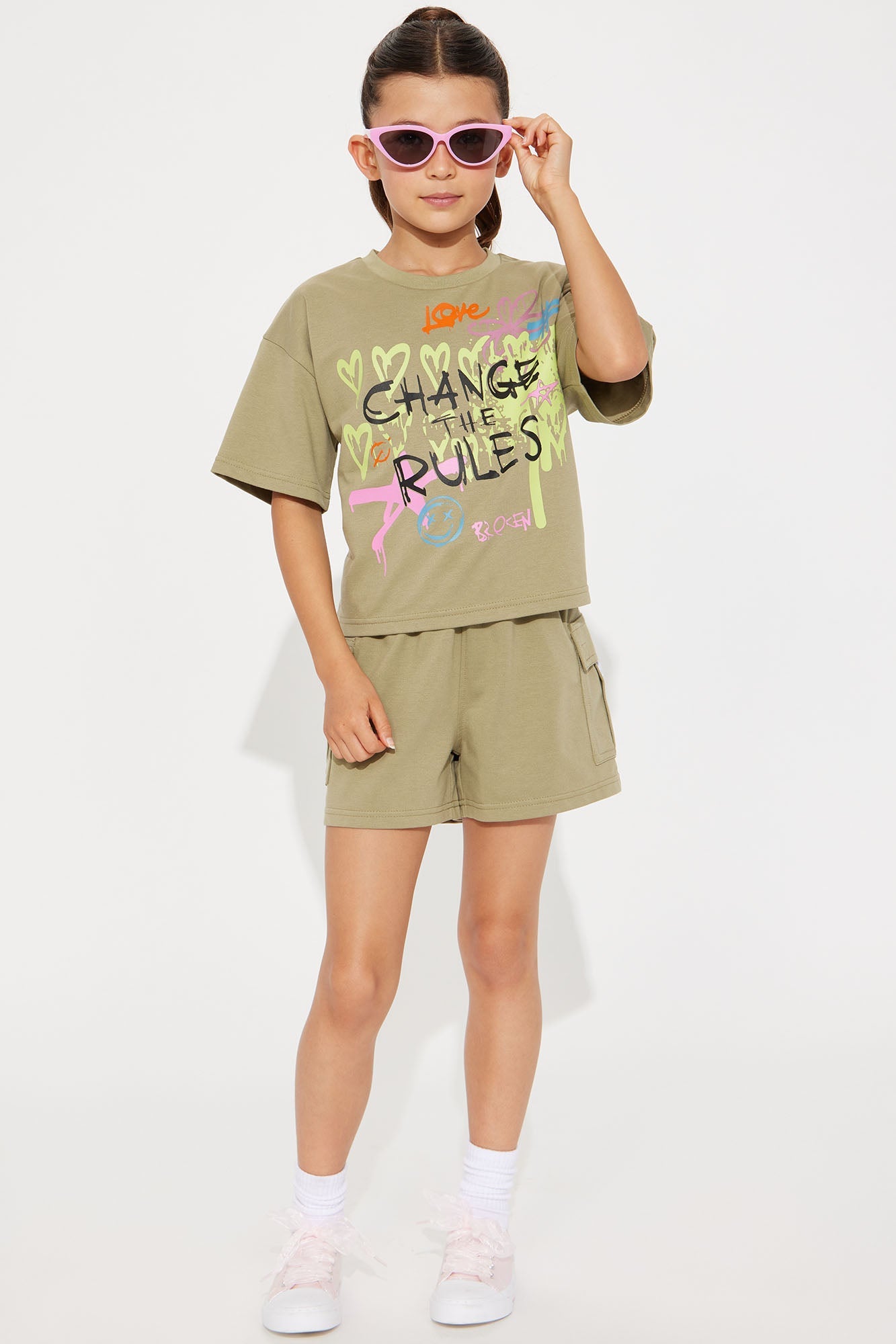 Mini Change The Rules Cargo Short Set - Olive