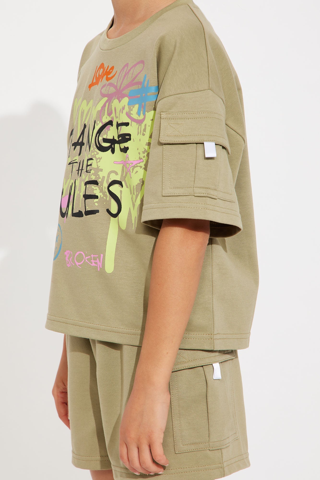 Mini Change The Rules Cargo Short Set - Olive
