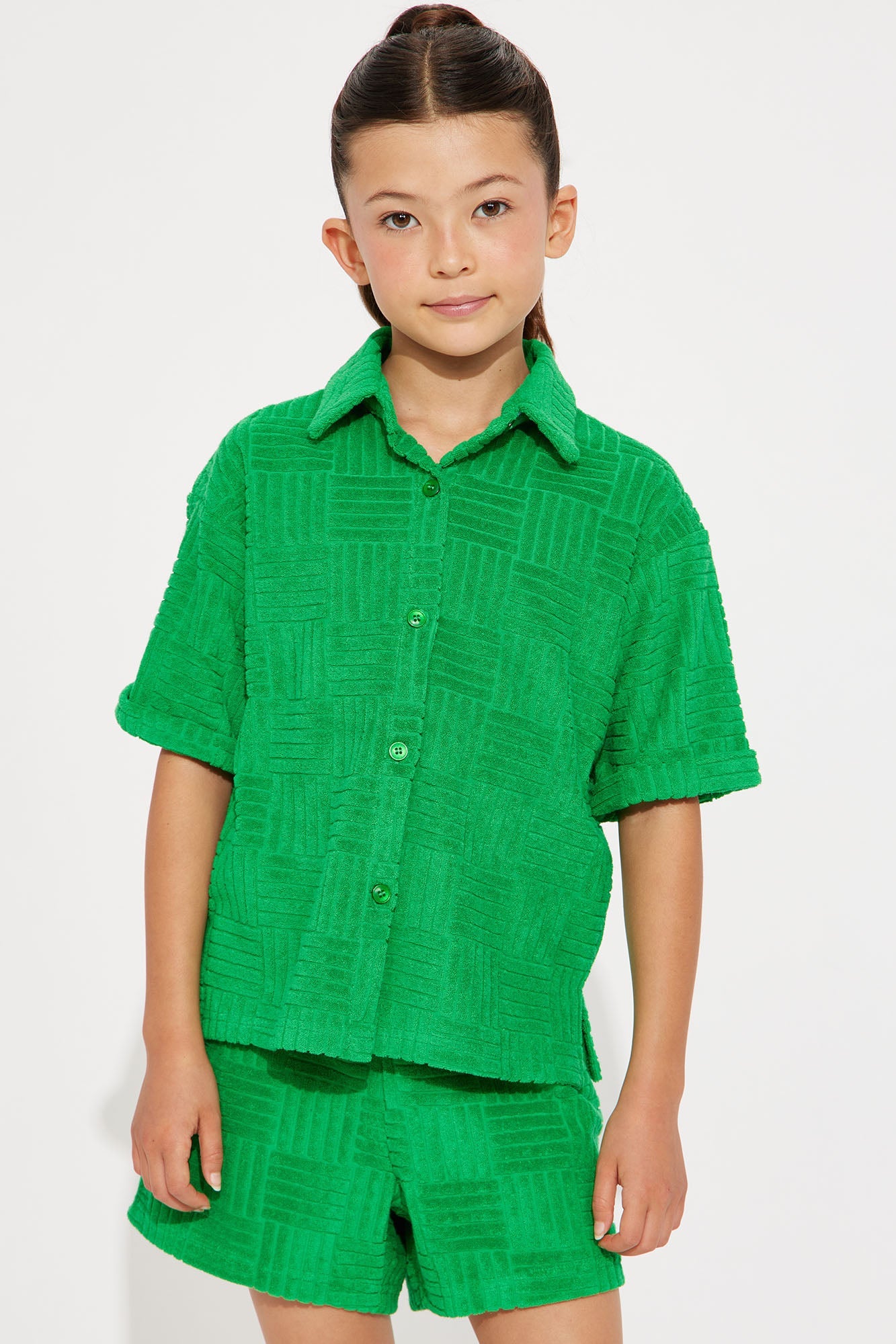 Mini Ayana Terry Cloth Short Set - Kelly Green