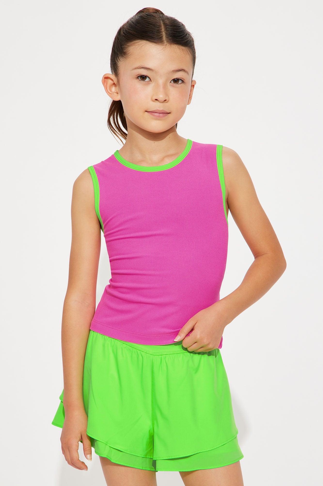 Mini Ana Windbreaker Ruffled Short Set - Green