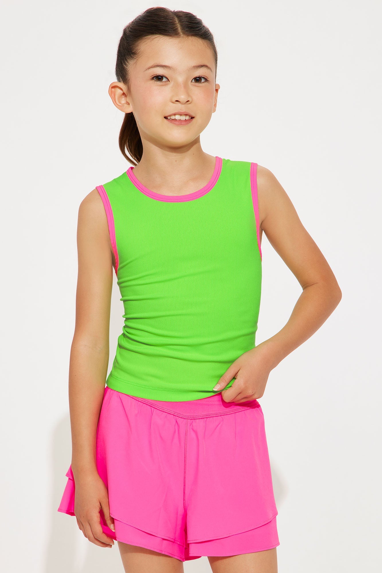 Mini Ana Windbreaker Ruffled Short Set - Fuchsia