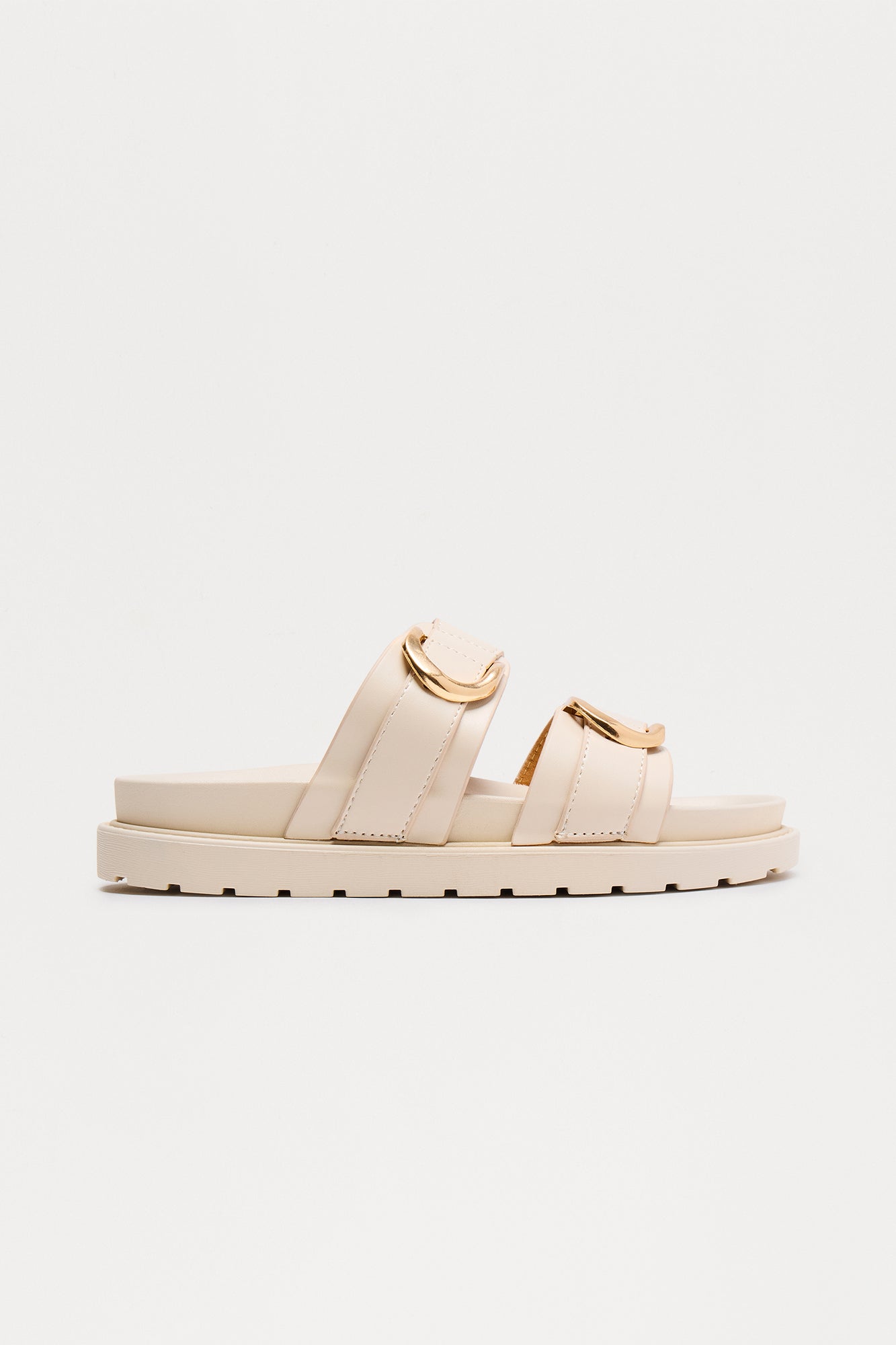 Felix Buckle Slip On Sandals - Cream