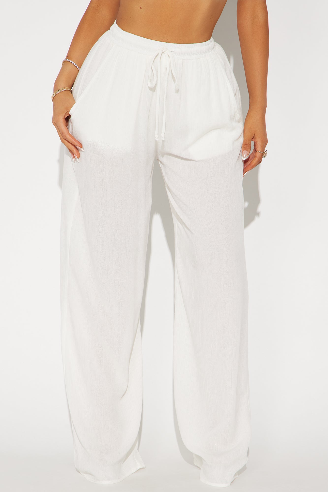 In Cannes For The Summer Wide Leg Gauze Pant - Ivory