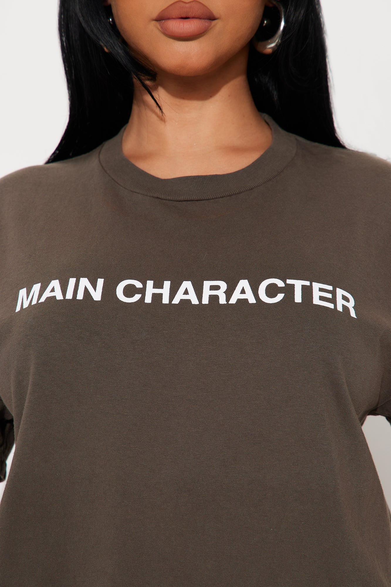 Main Character Energy Washed Tee - Brown