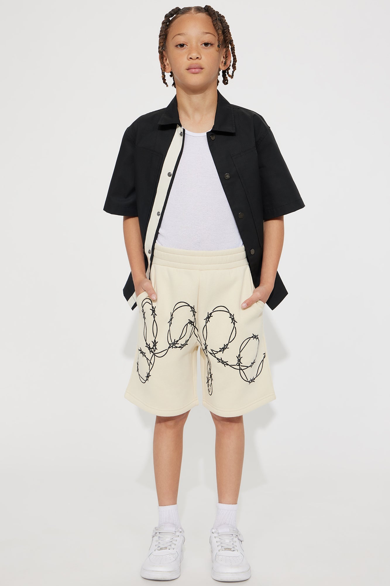 Mini Tyson Dope Barbed Wire Sweatshorts - Cream
