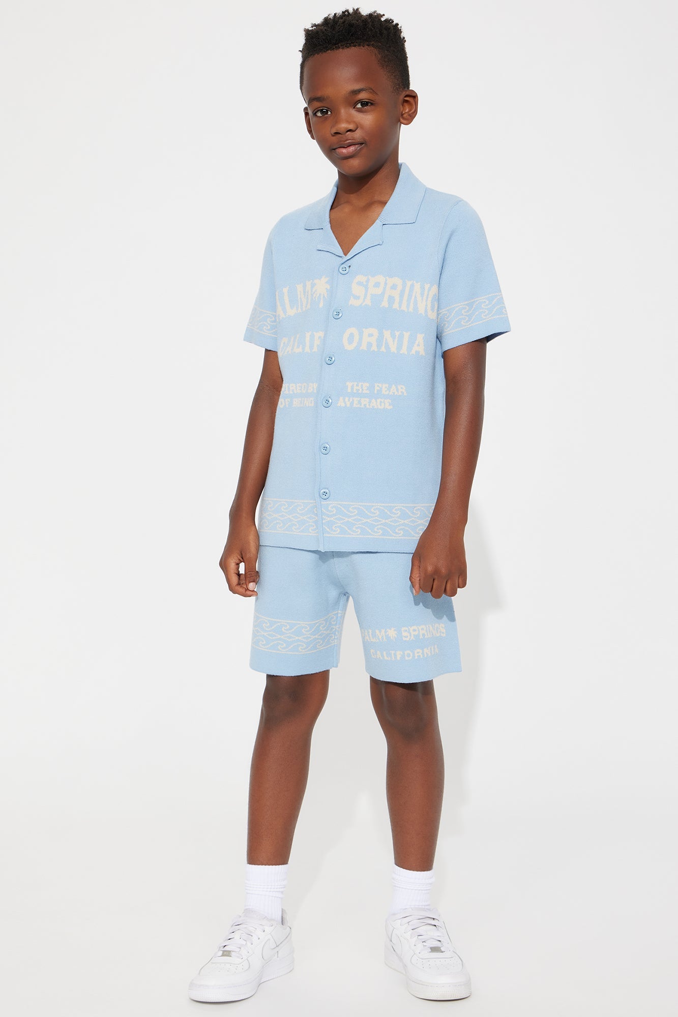 Mini Palm Springs Knitted Relaxed Shorts - Blue/combo