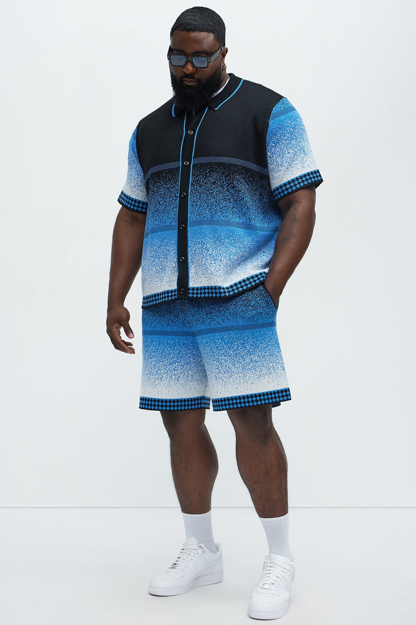 Day To Night Gradient Relaxed Knitted Shorts - Multi Color