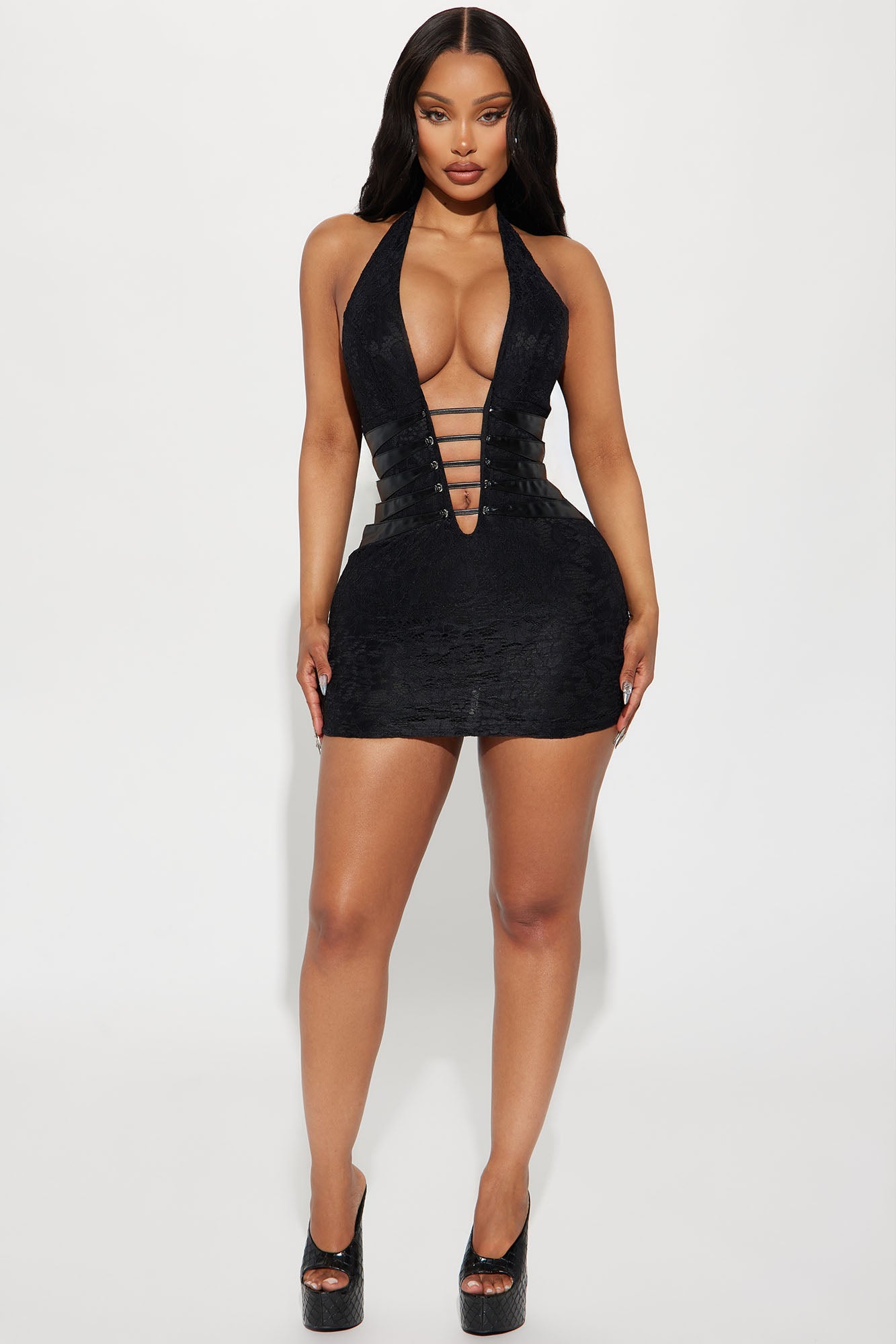 Kendra Lace Mini Dress - Black