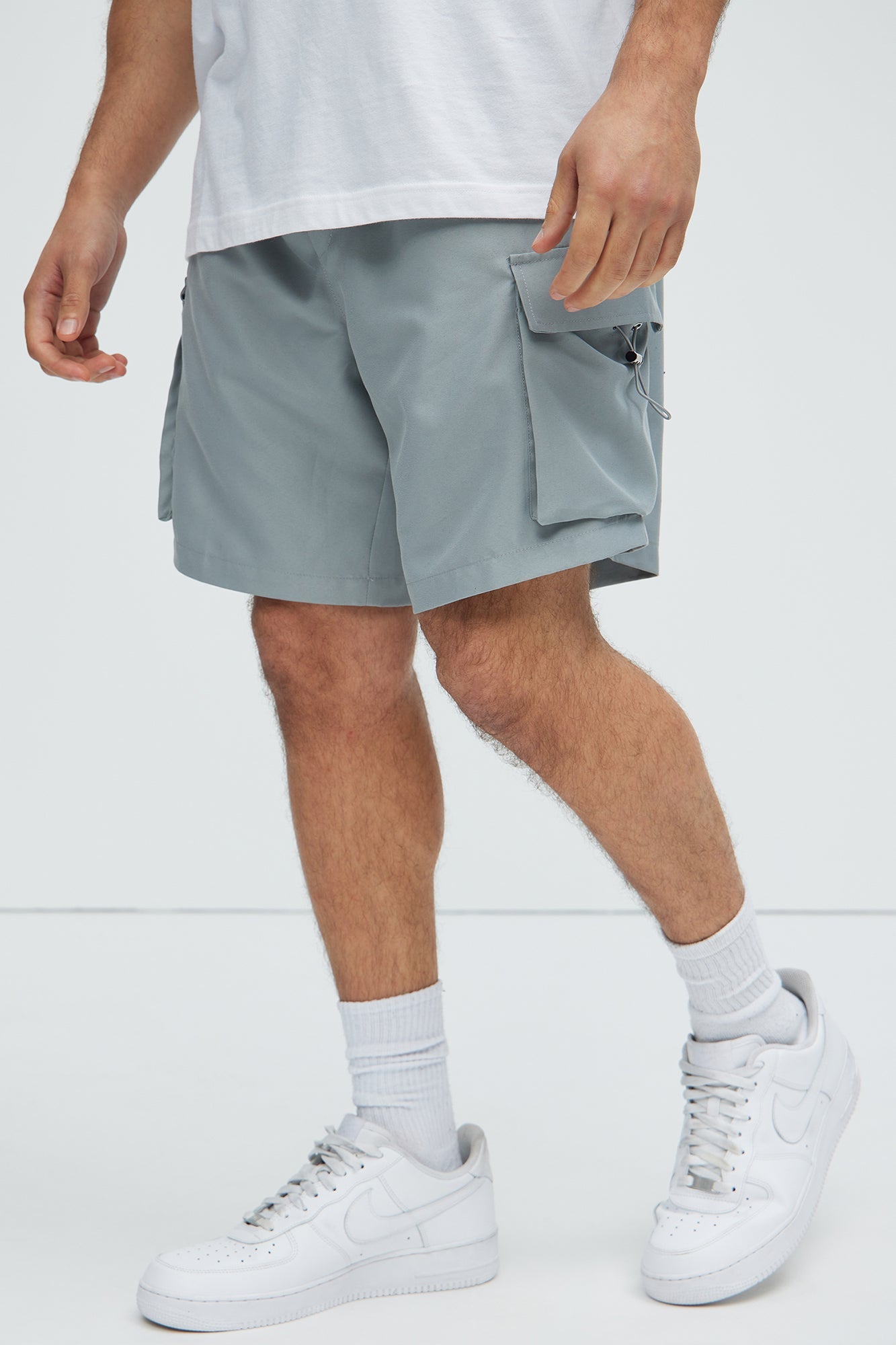 Keep It Coming Cargo Nylon Shorts - Grey