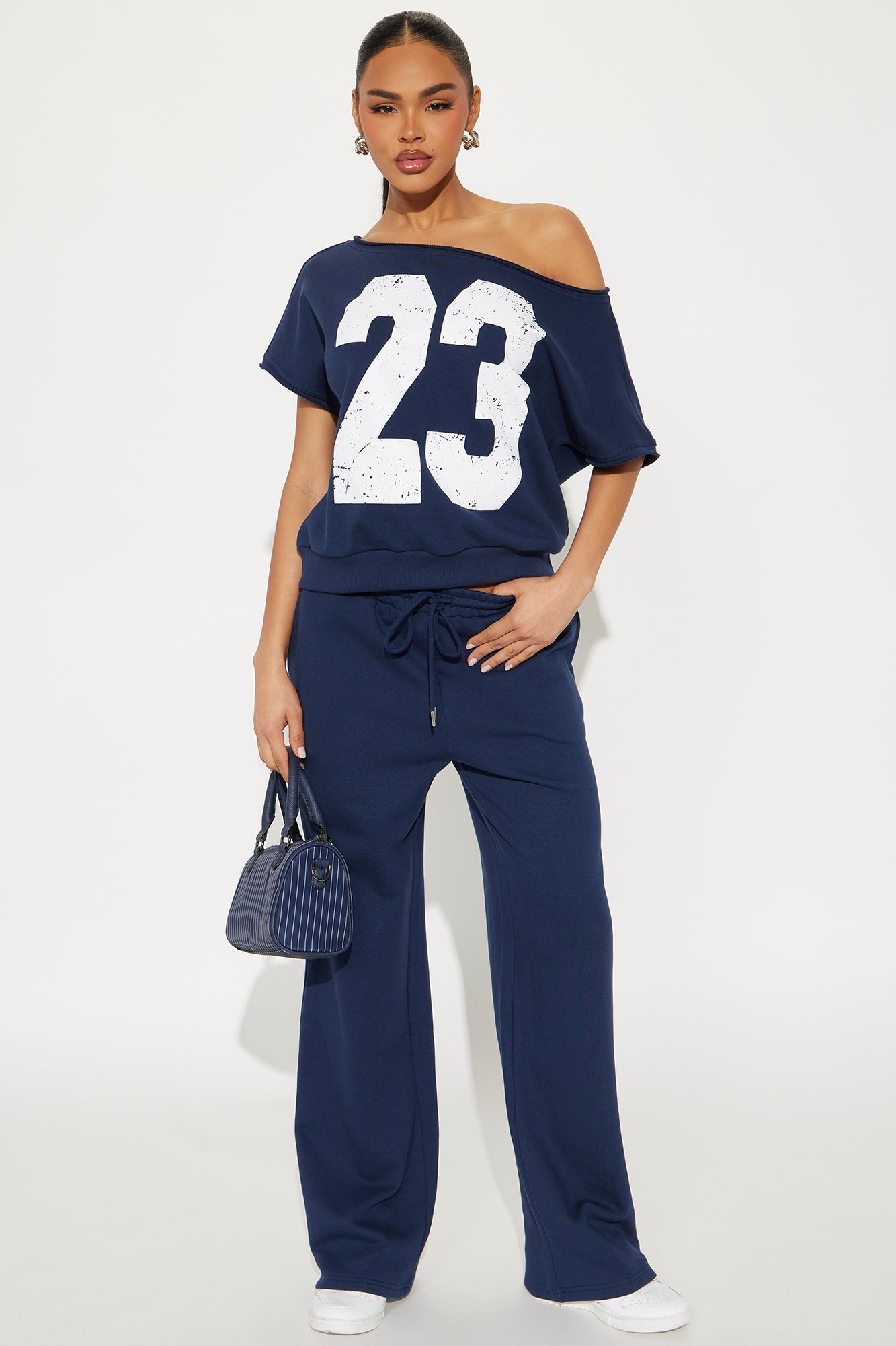 23 Off Shoulder Pant Set - Navy/combo