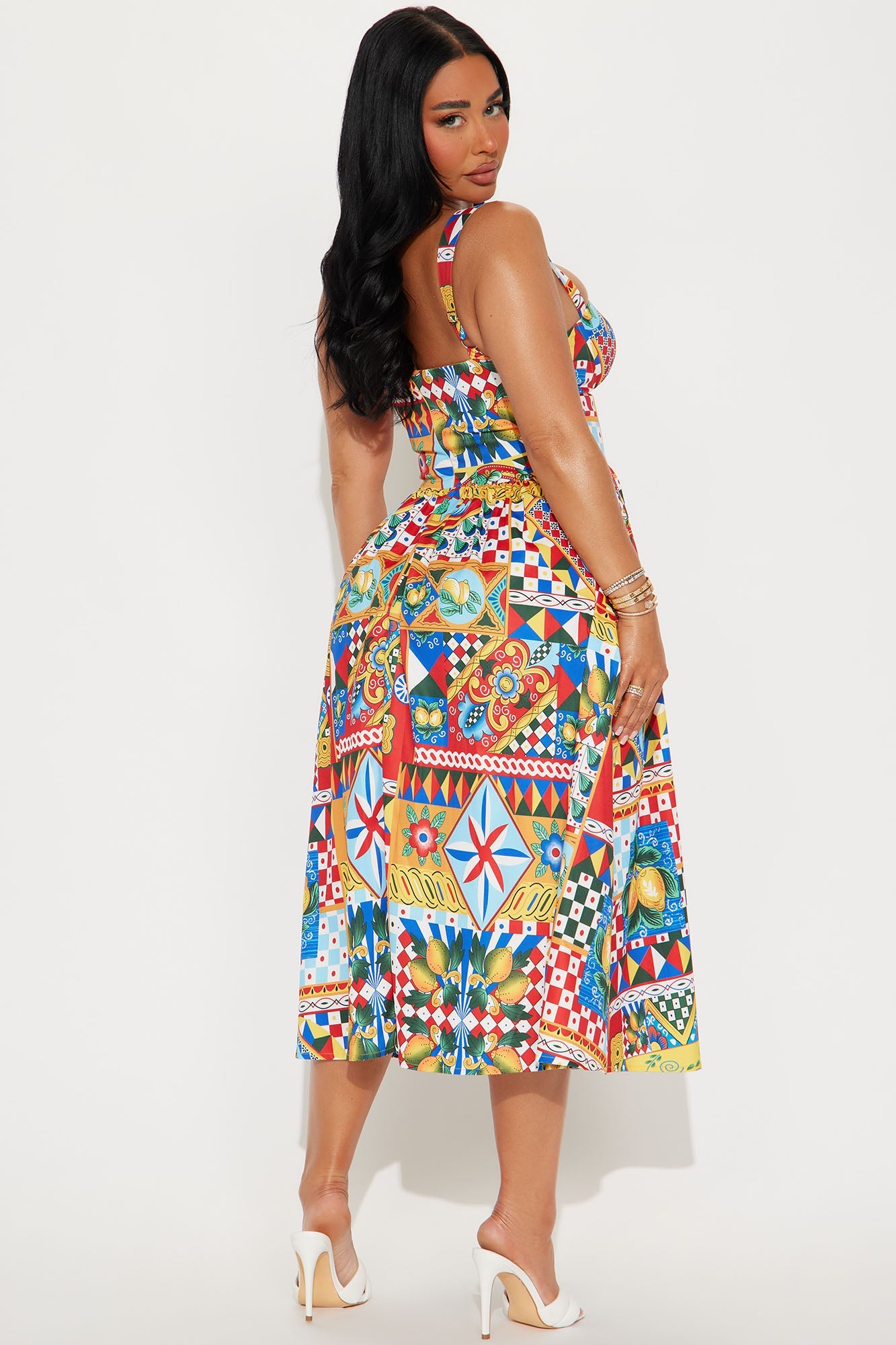 European Dream Poplin Midi Dress - Multi Color
