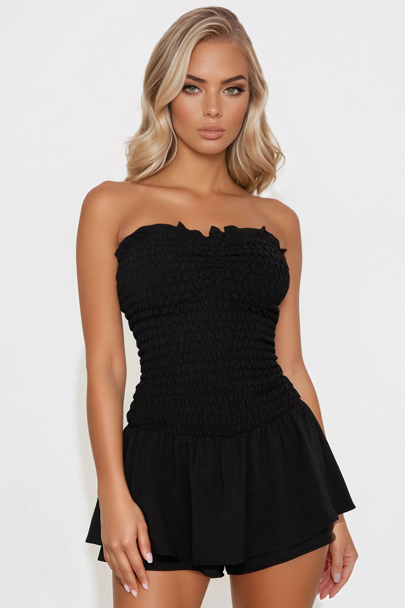 Sarabeth Smocked Romper - Black