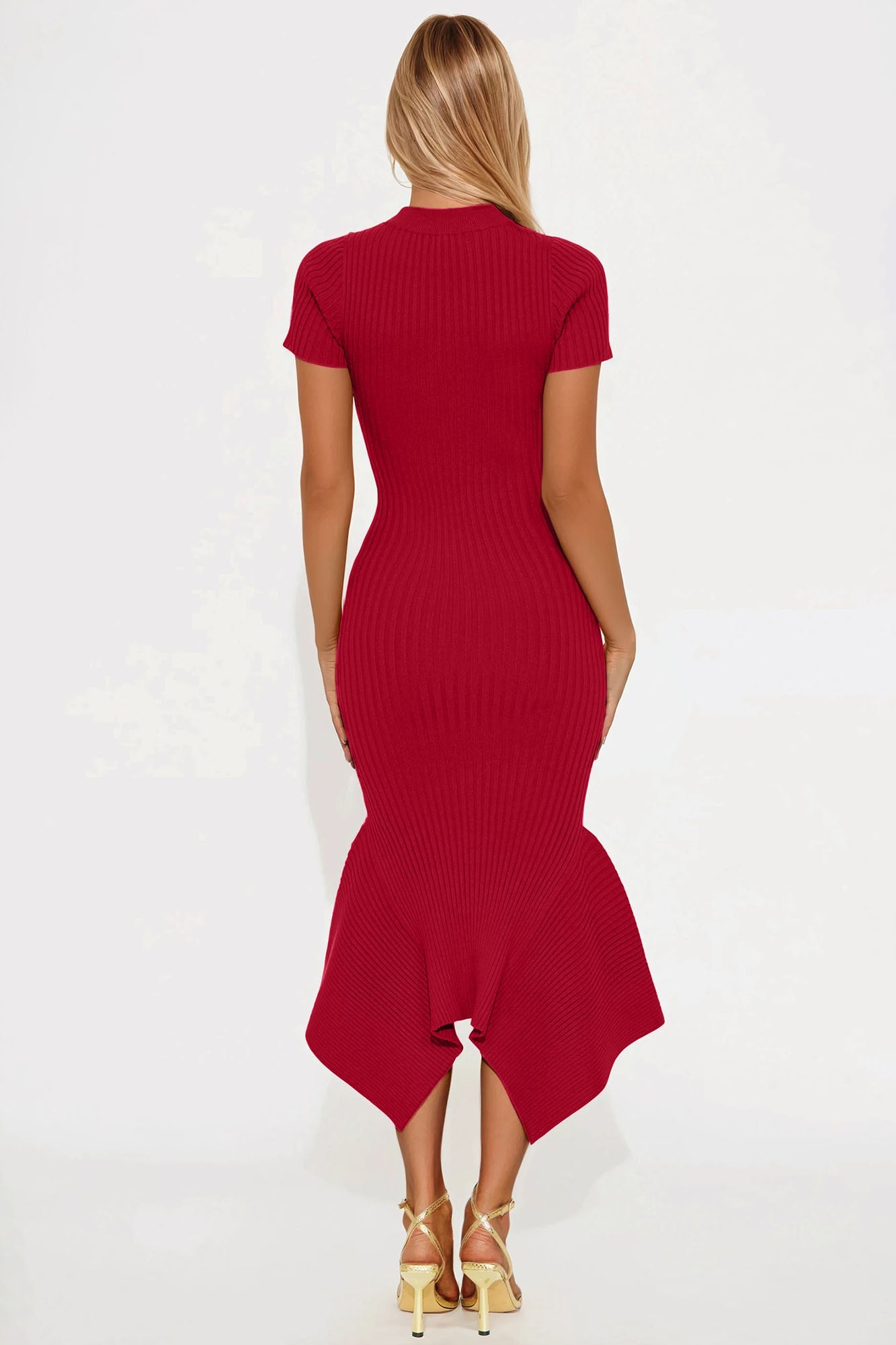 Rare Catch Ribbed Midi Dress - Red
