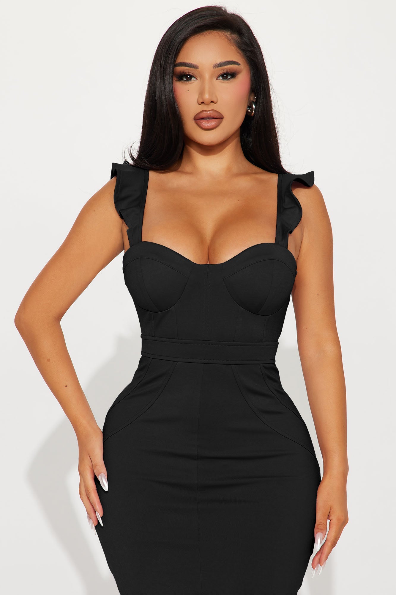 Selena Ruffle Maxi Dress - Black