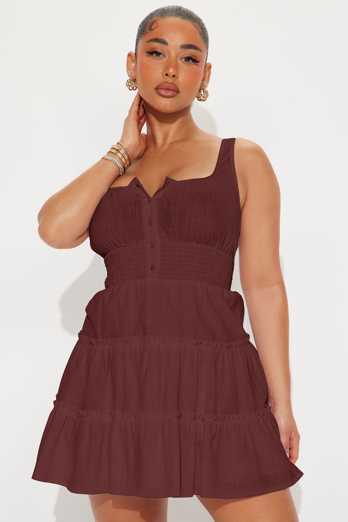 Chasing Daylight Linen Mini Dress - Wine