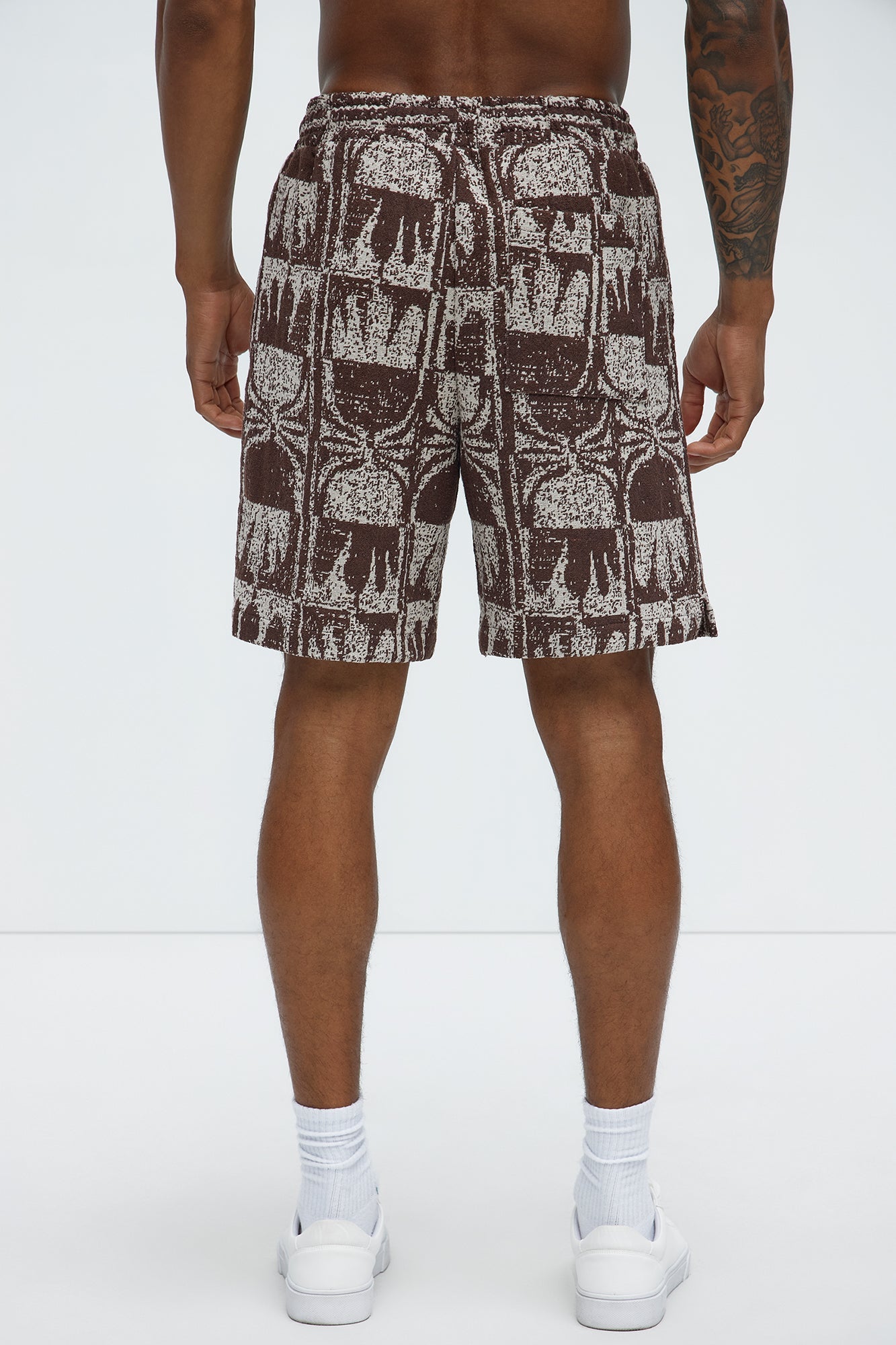 Tribal Pattern Relaxed Shorts - Brown/combo