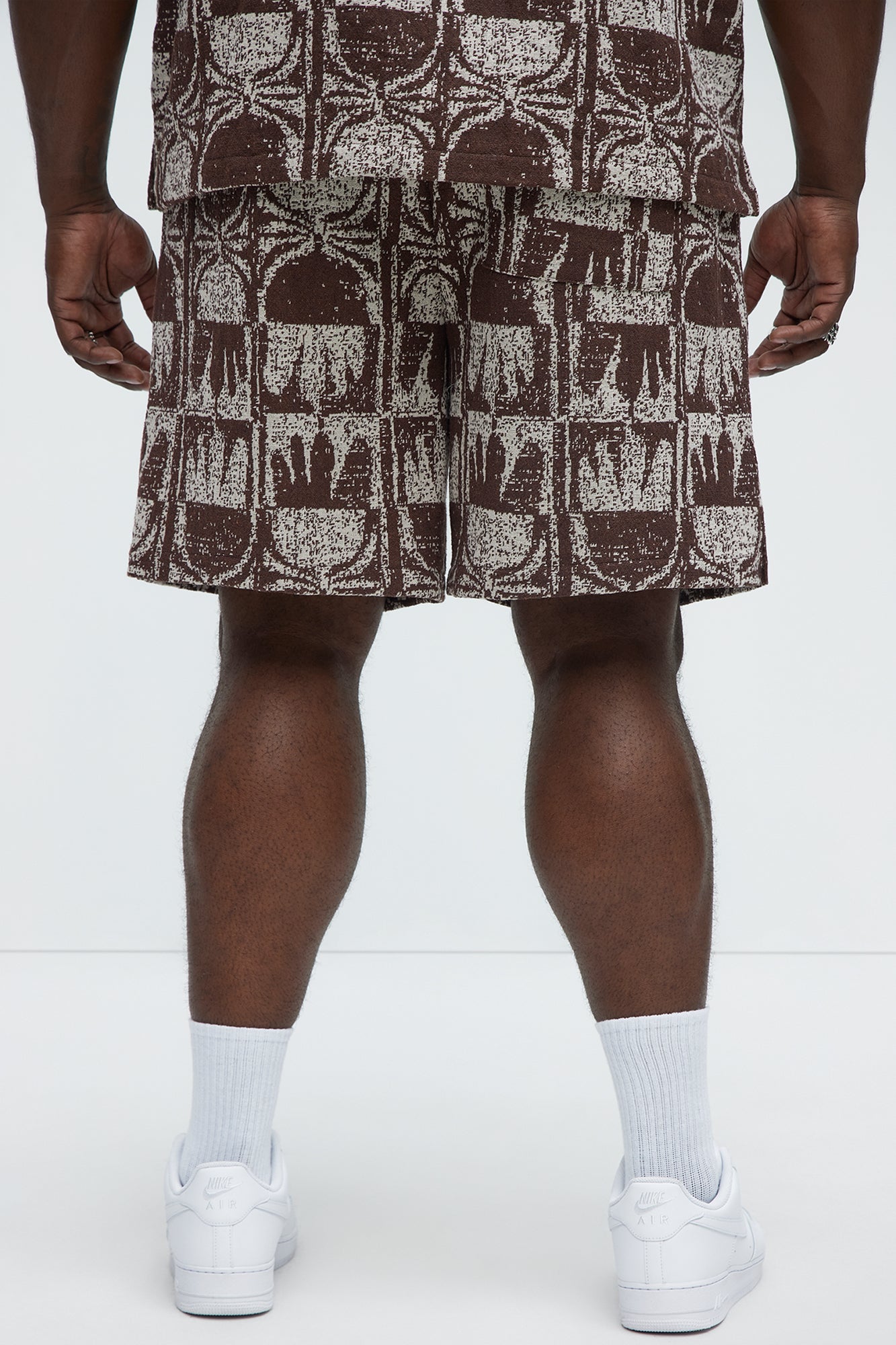 Tribal Pattern Relaxed Shorts - Brown/combo