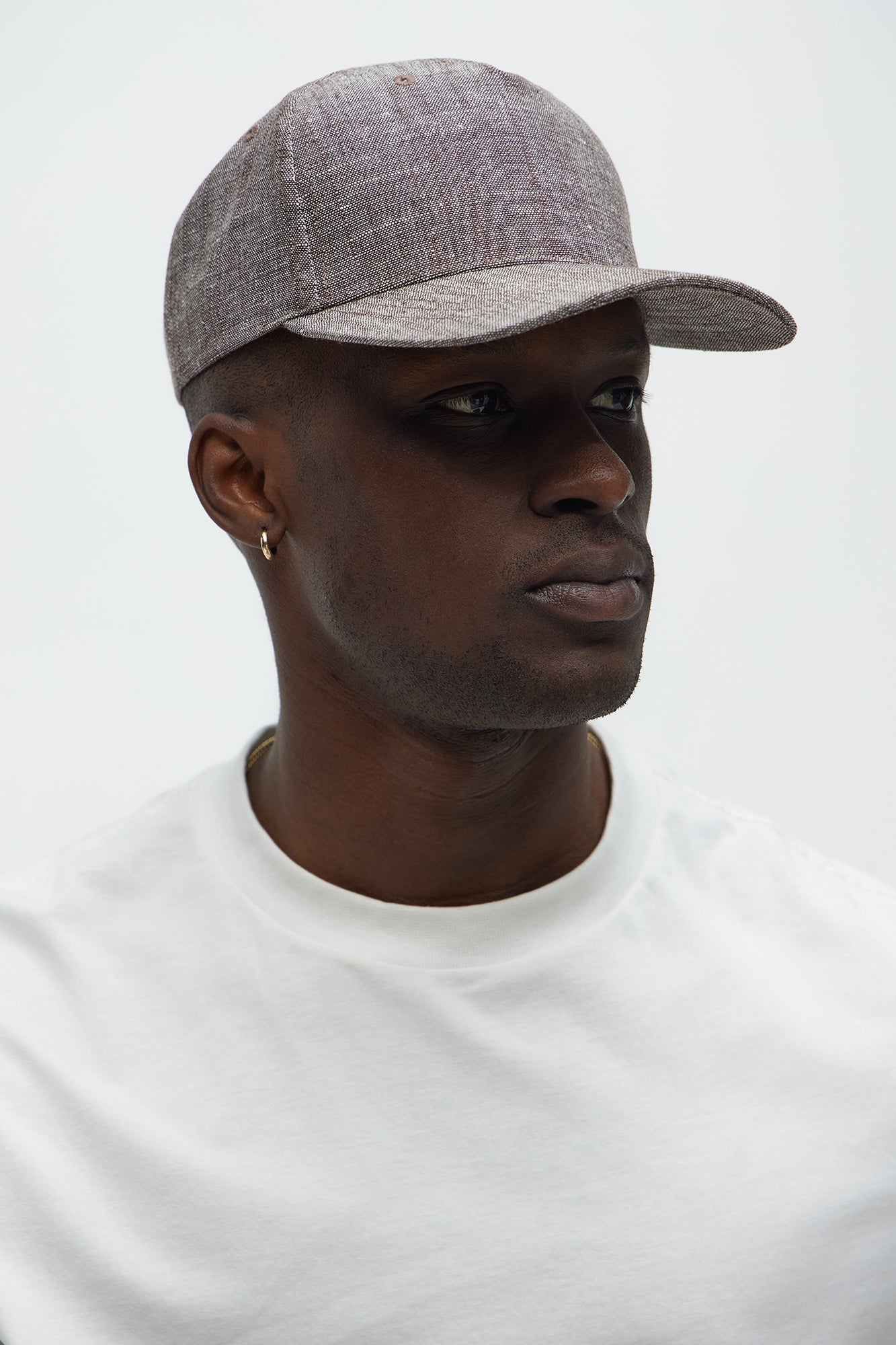 Textured Linen Snapback Hat - Brown