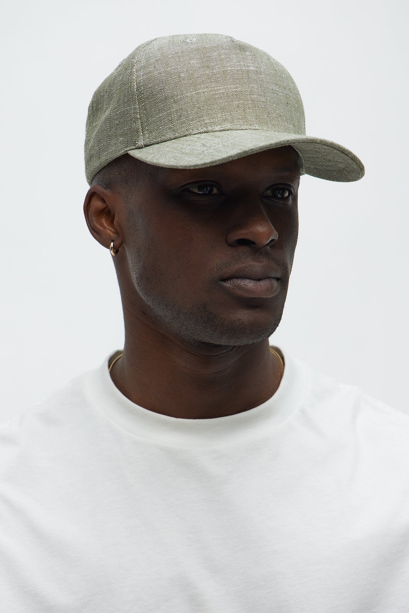 Textured Linen Snapback Hat - Green