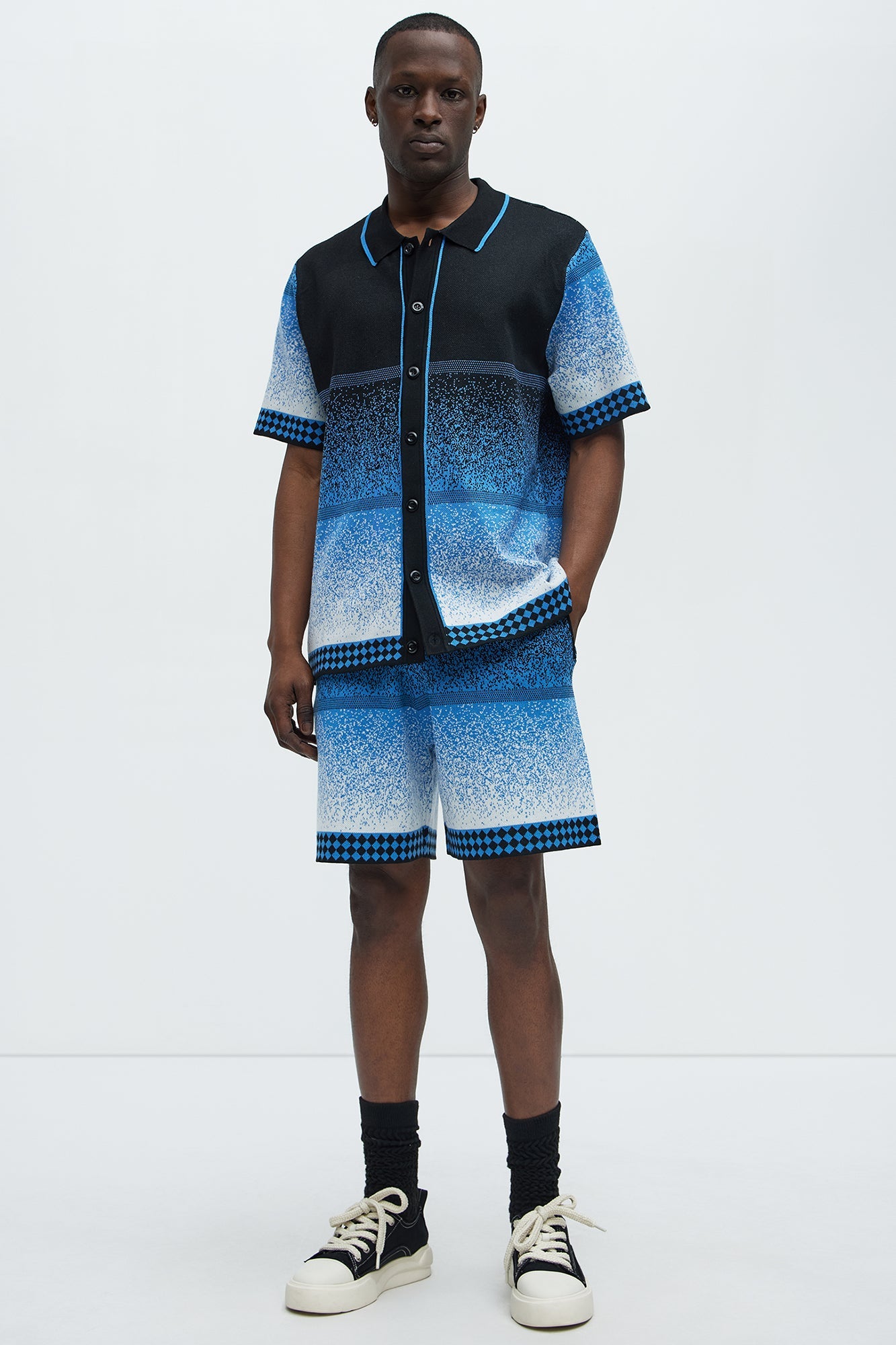 Day To Night Gradient Relaxed Knitted Shorts - Multi Color