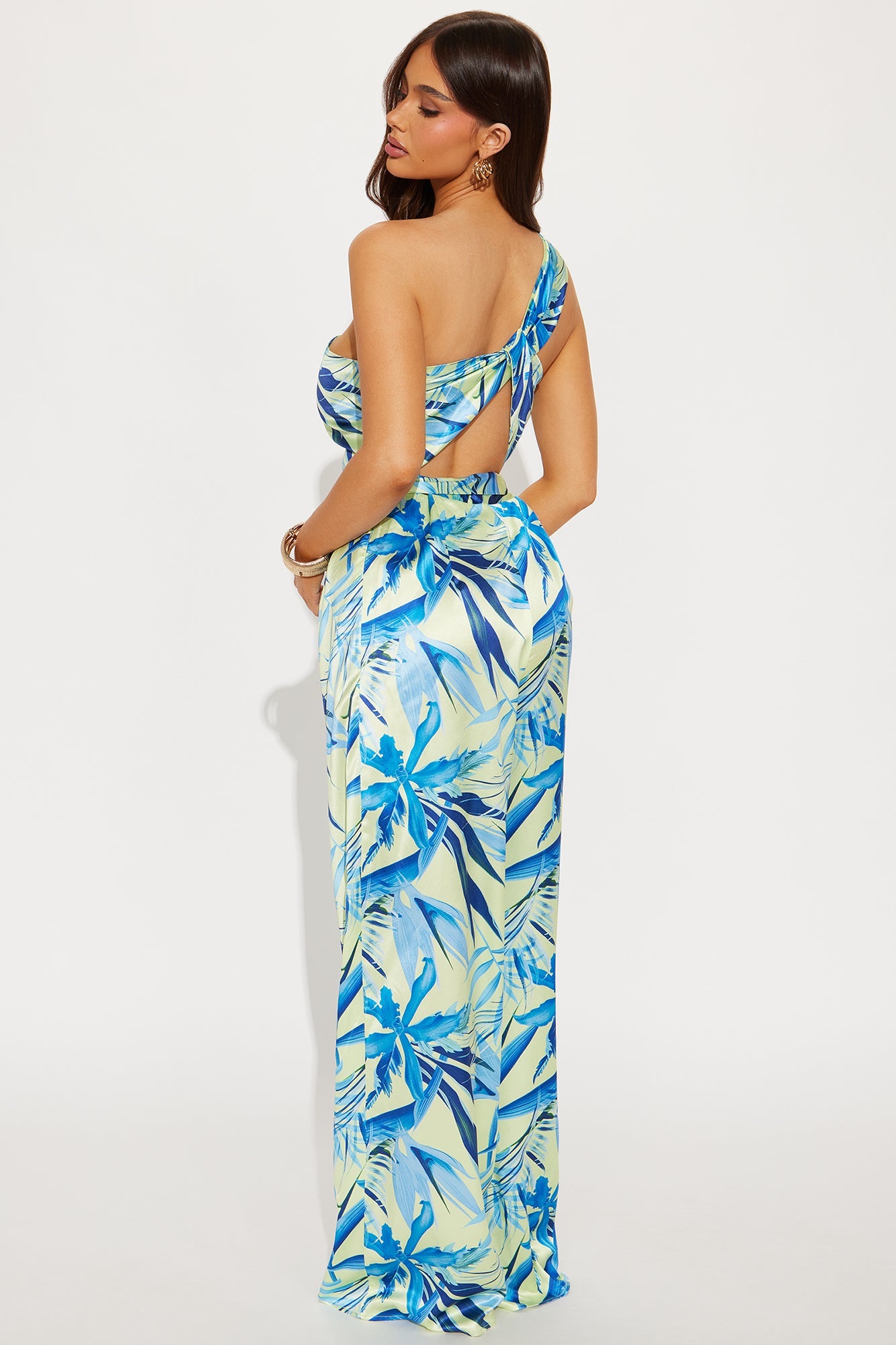 Flirting In Fiji Satin Jumpsuit - Blue/combo