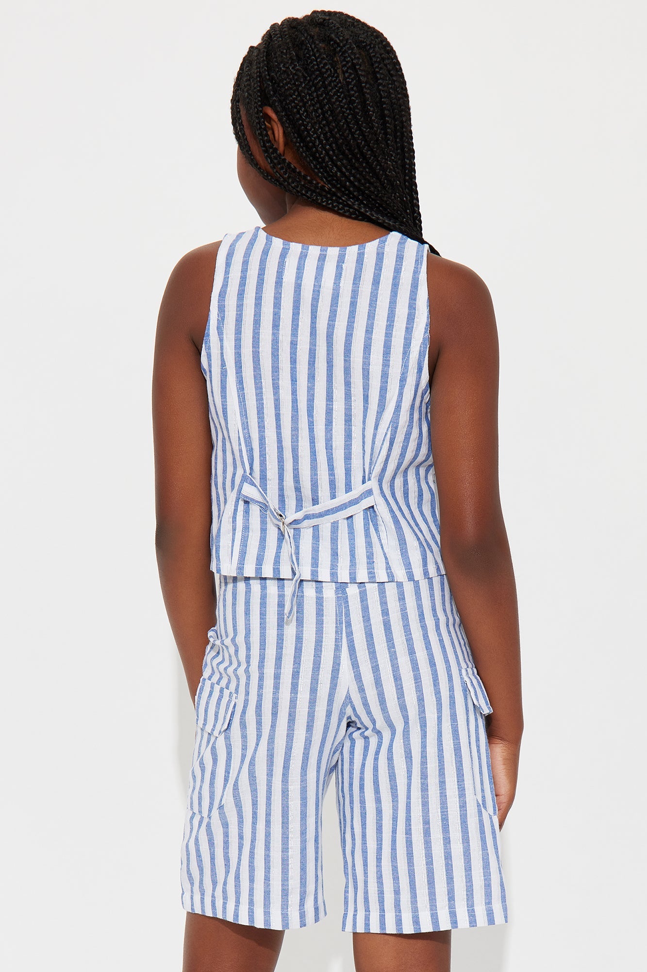 Mini Jessica Striped Vest And Short Set - Blue/combo