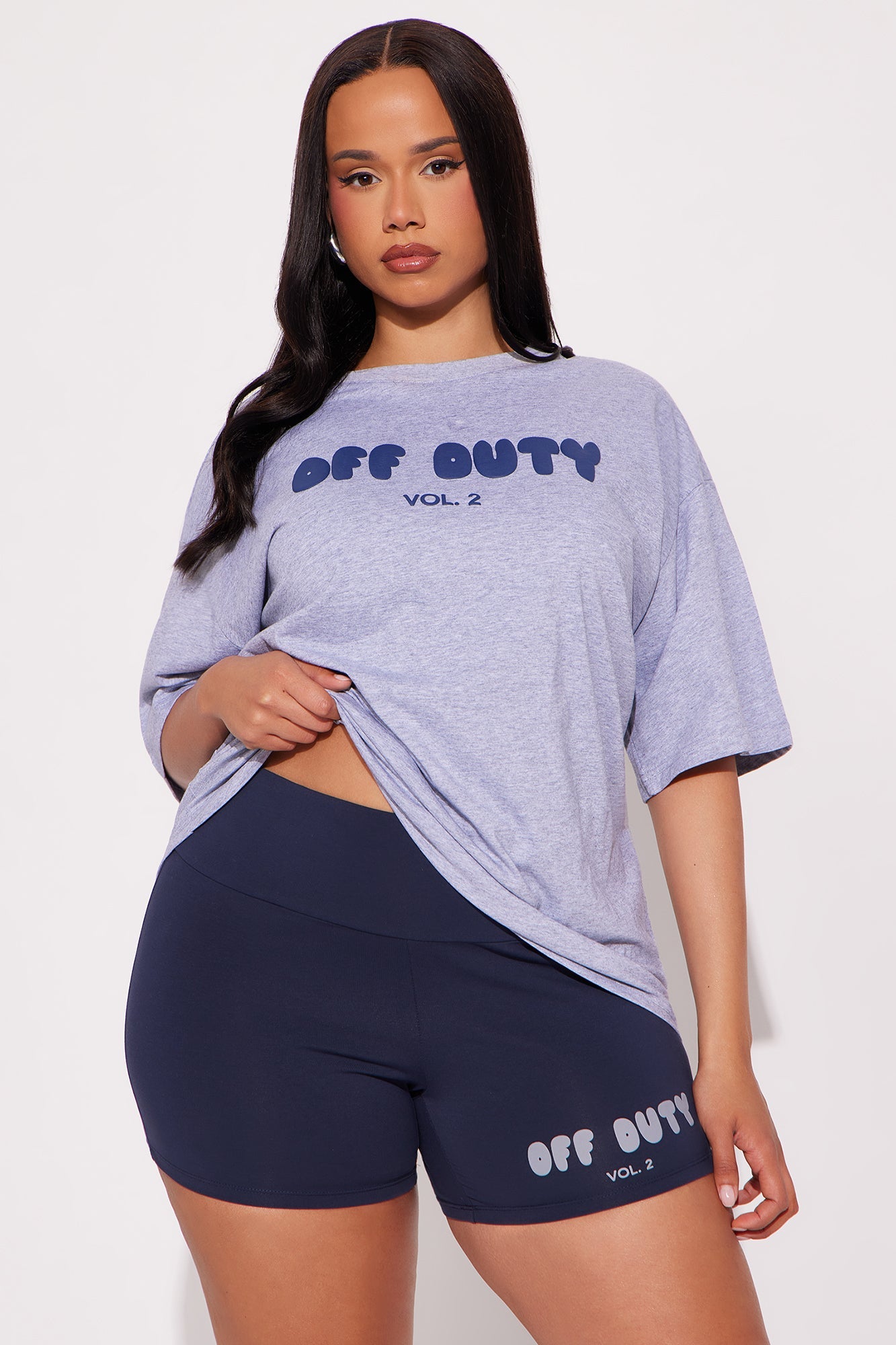 Off Duty Biker Short Set - Grey