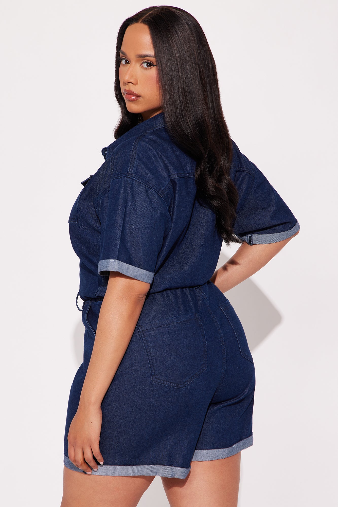 Georgia Denim Romper - Dark Wash