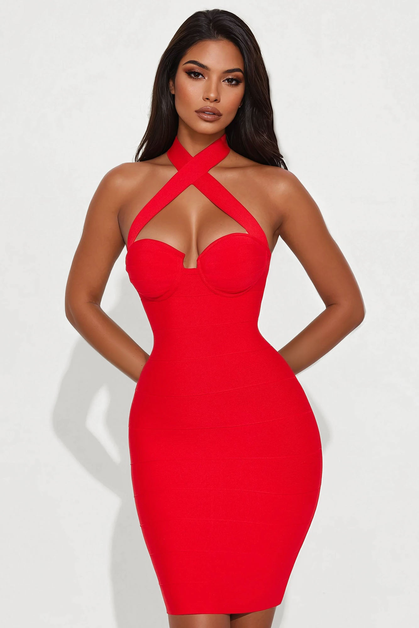 Sylvie Bandage Midi Dress - Red