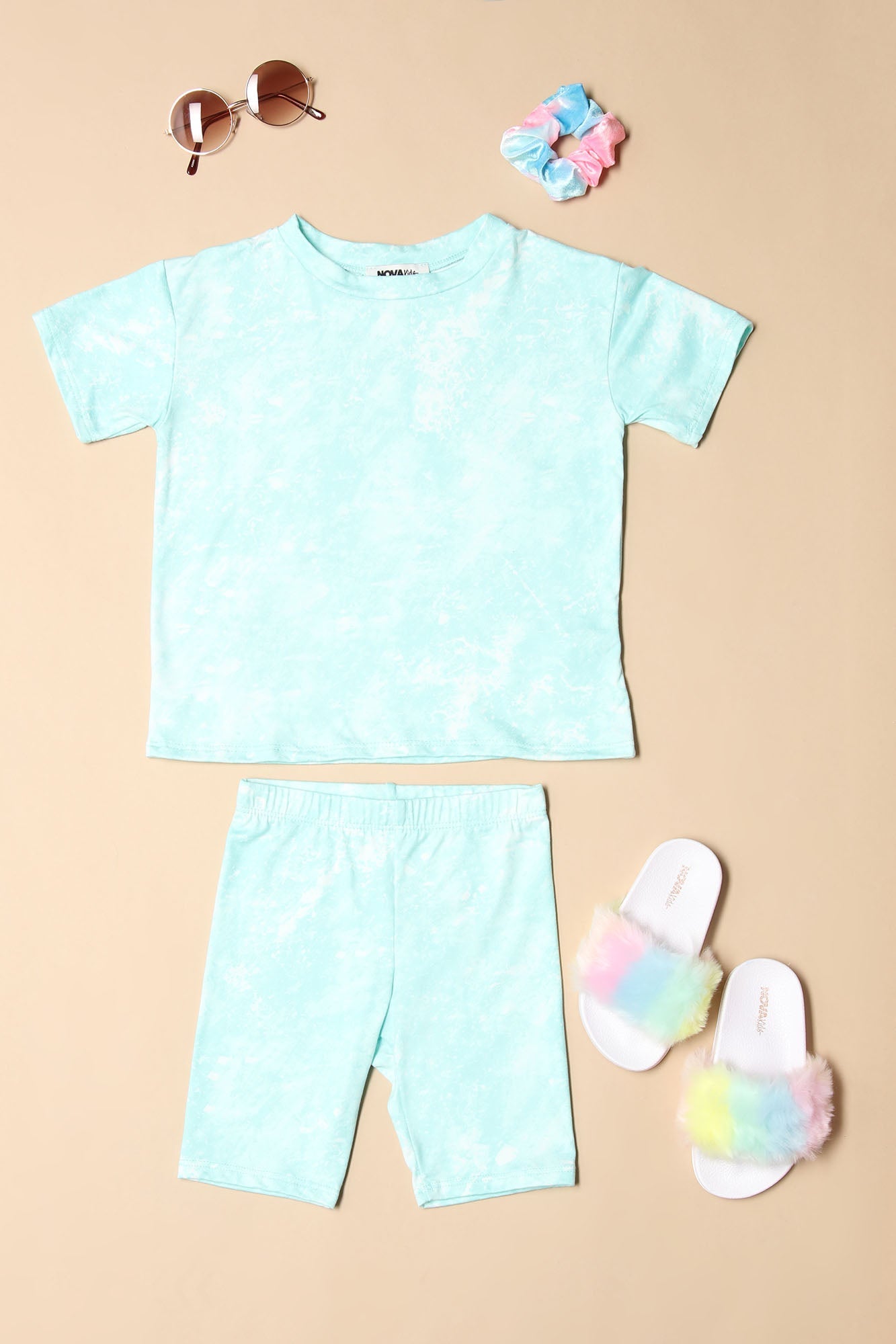 Mini Chelsea Biker Short Set - Mint