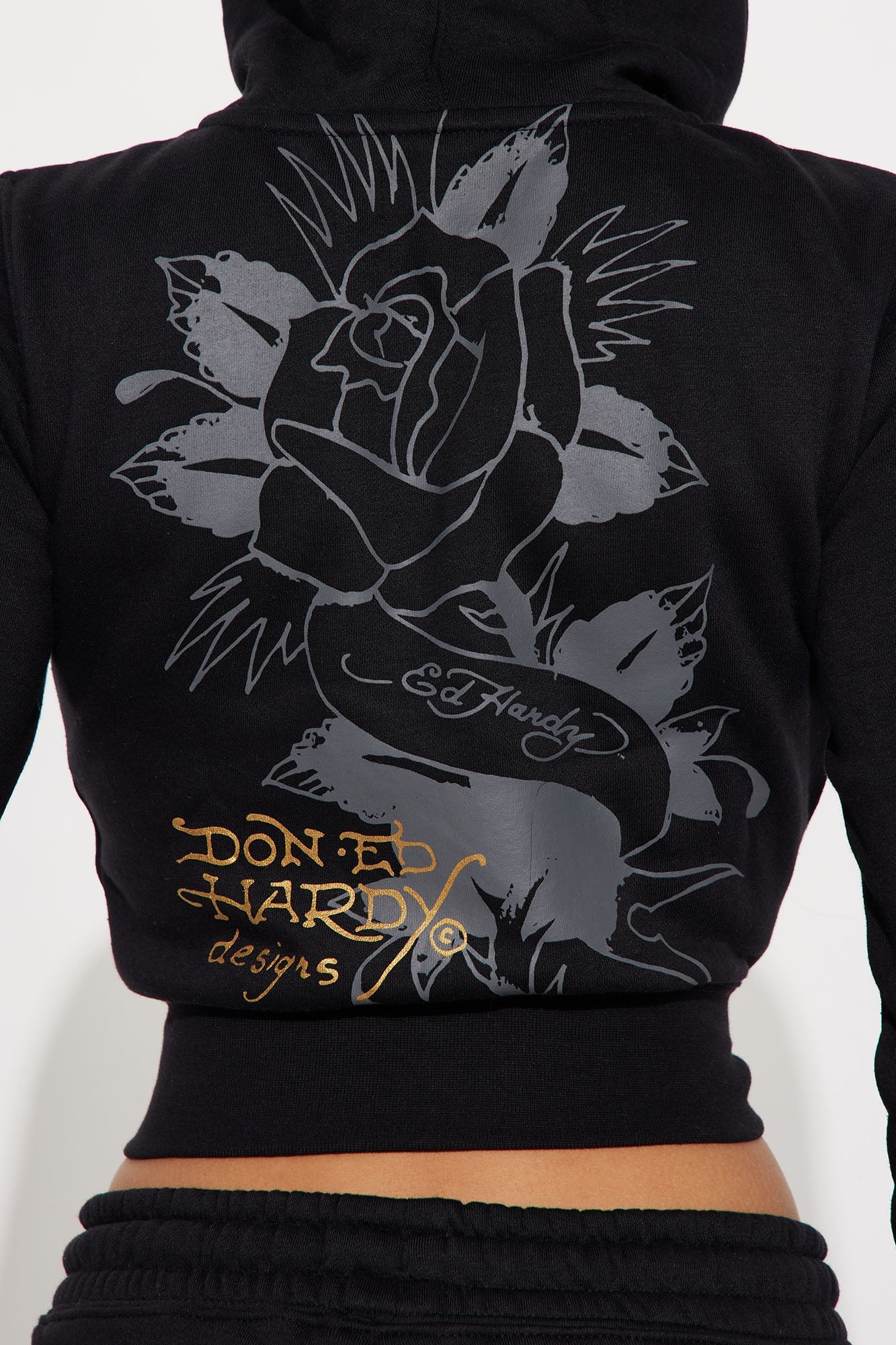 Ed Hardy Swallow Bird Zip Front Hoodie - Black