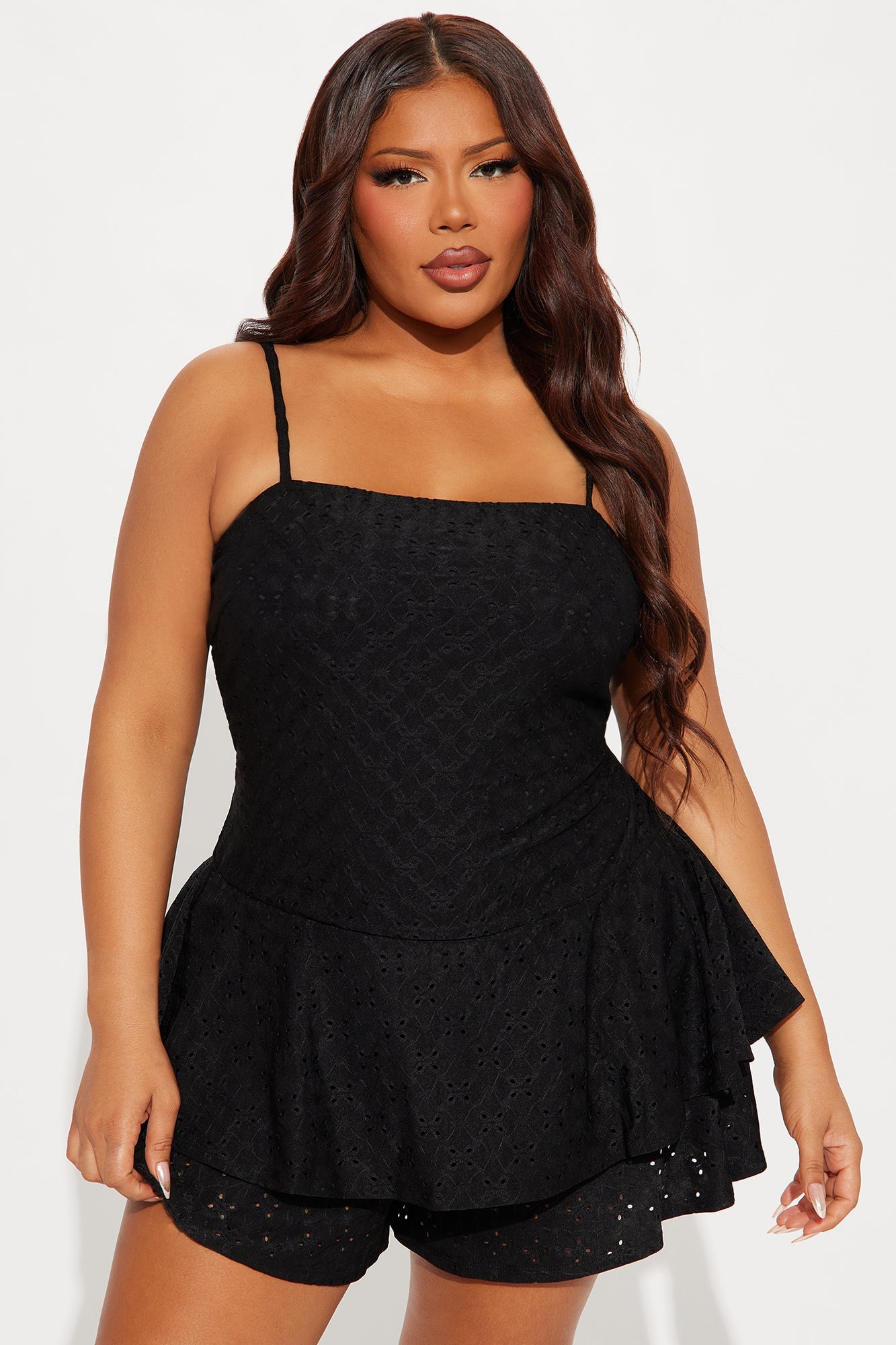 In The Mood For Love Eyelet Romper - Black