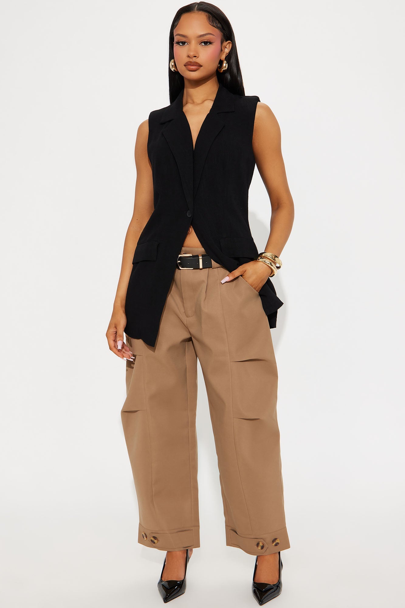 Azani Linen Vest - Black