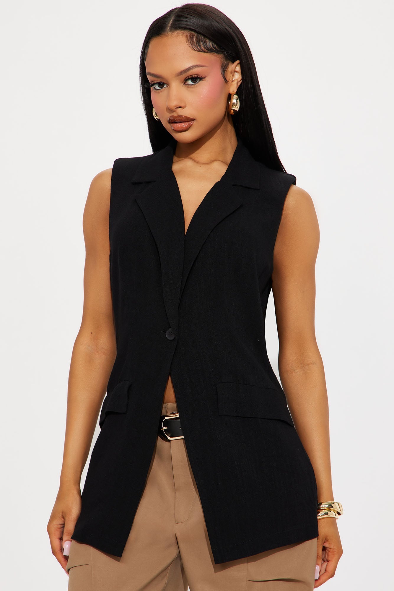 Azani Linen Vest - Black