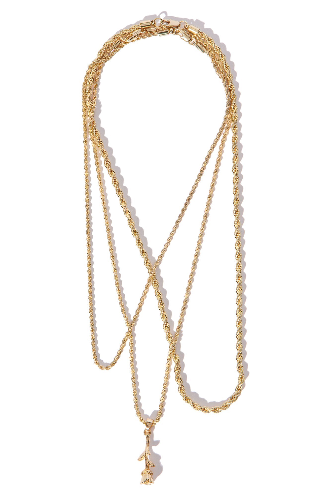 Rose 3 Piece Chain Necklace - Gold