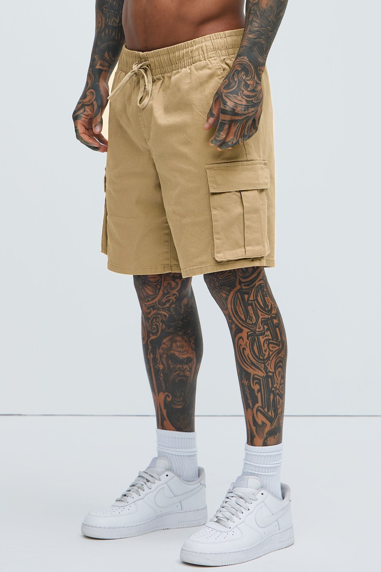 Twill Volley Cargo Shorts - Khaki