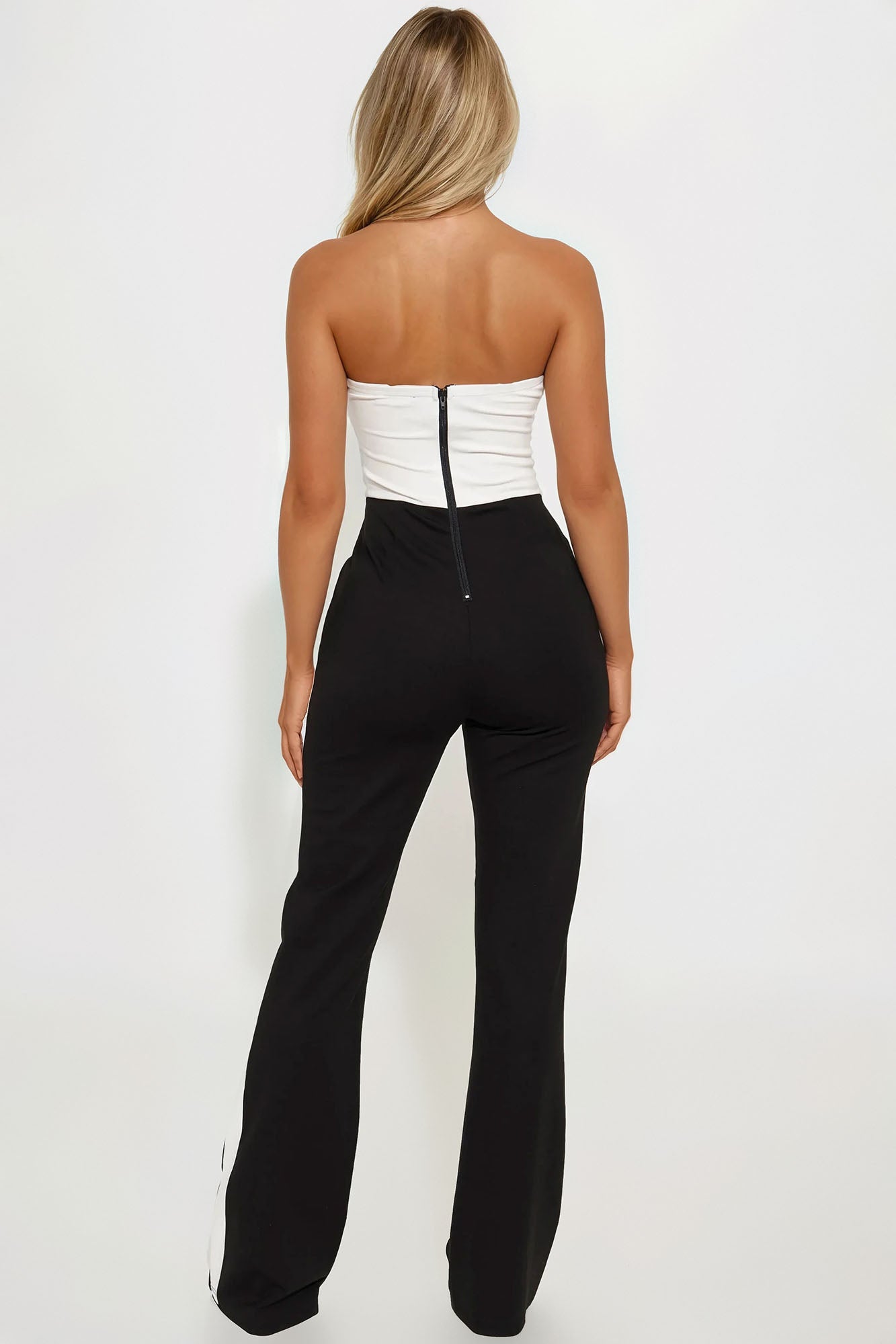 Debbie Office Flare Jumpsuit - Black/White