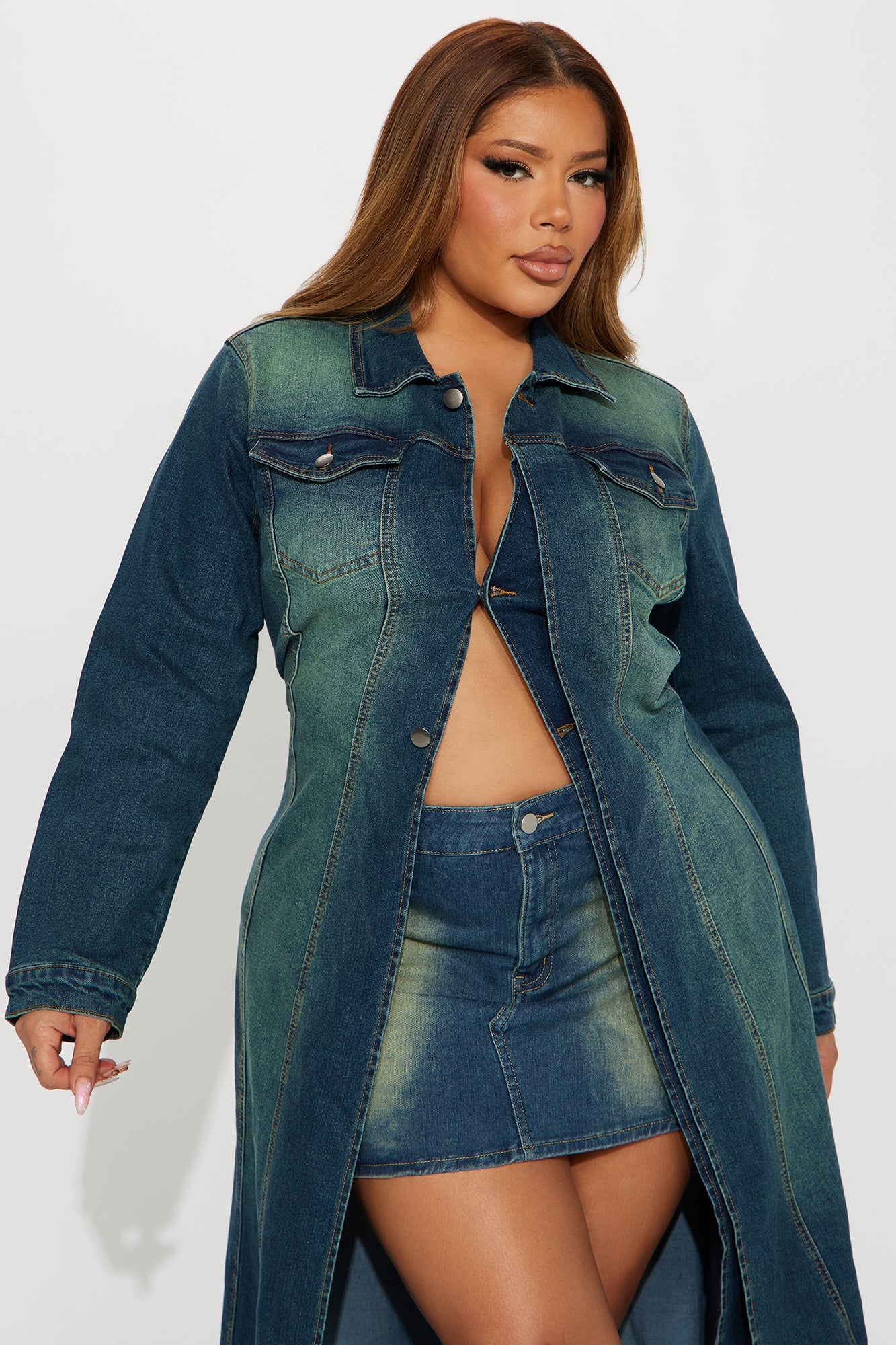 Follow My Lead Denim Trench - Dark Wash