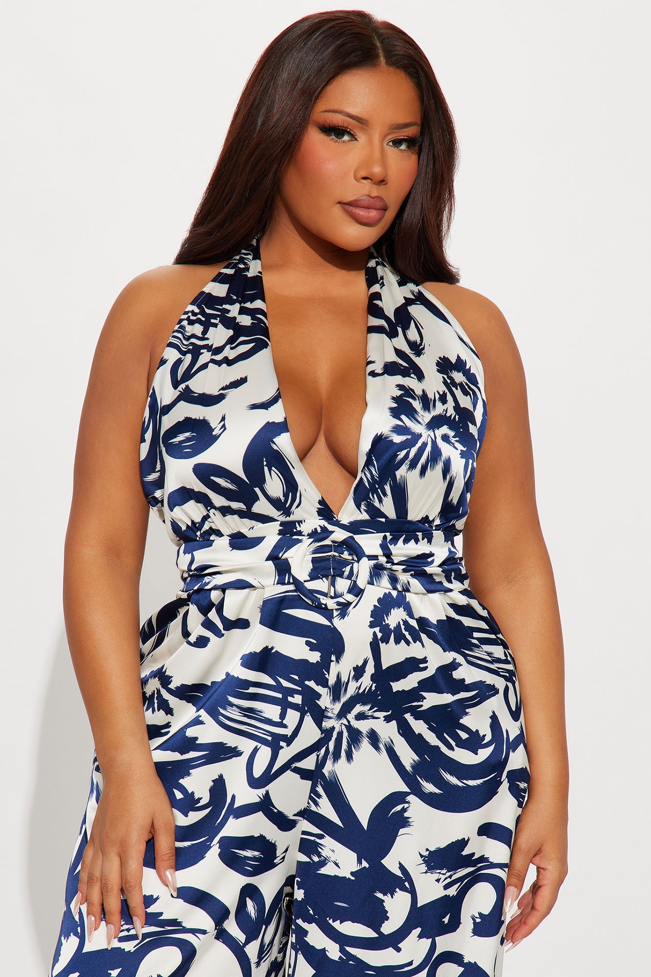 Ocean Rendezvous Satin Jumpsuit - Blue/combo