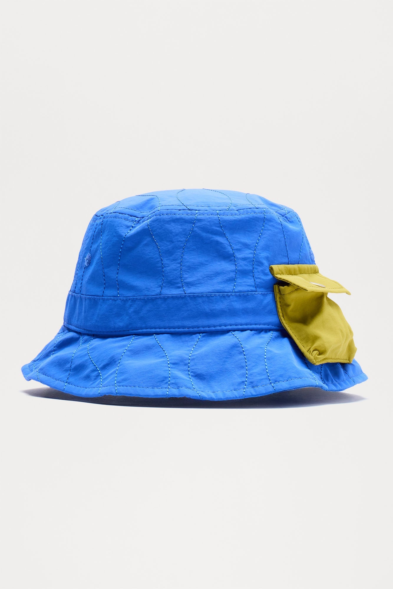 Quilted Utility Pocket Bucket Hat - Blue/combo
