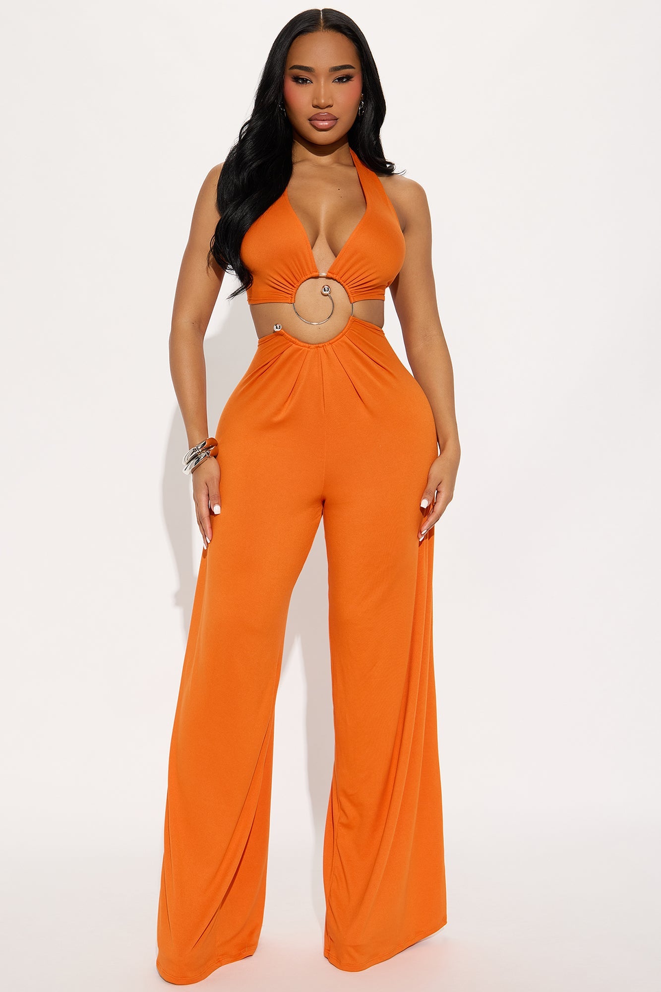 Lala Cotton Halter Jumpsuit - Orange